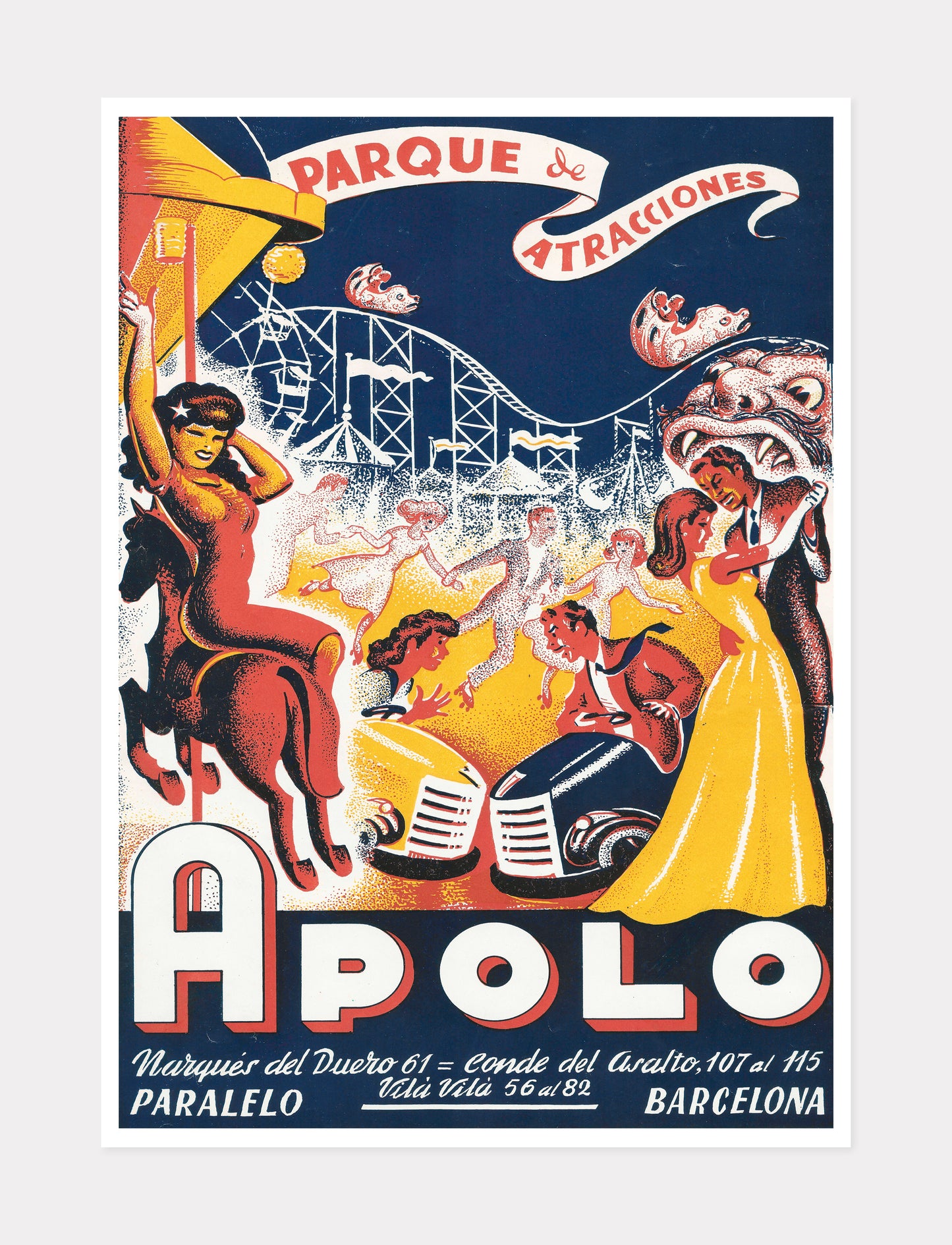 Apolo Barcelona Poster 50x70 Antique Theme Park Modern Reproduction