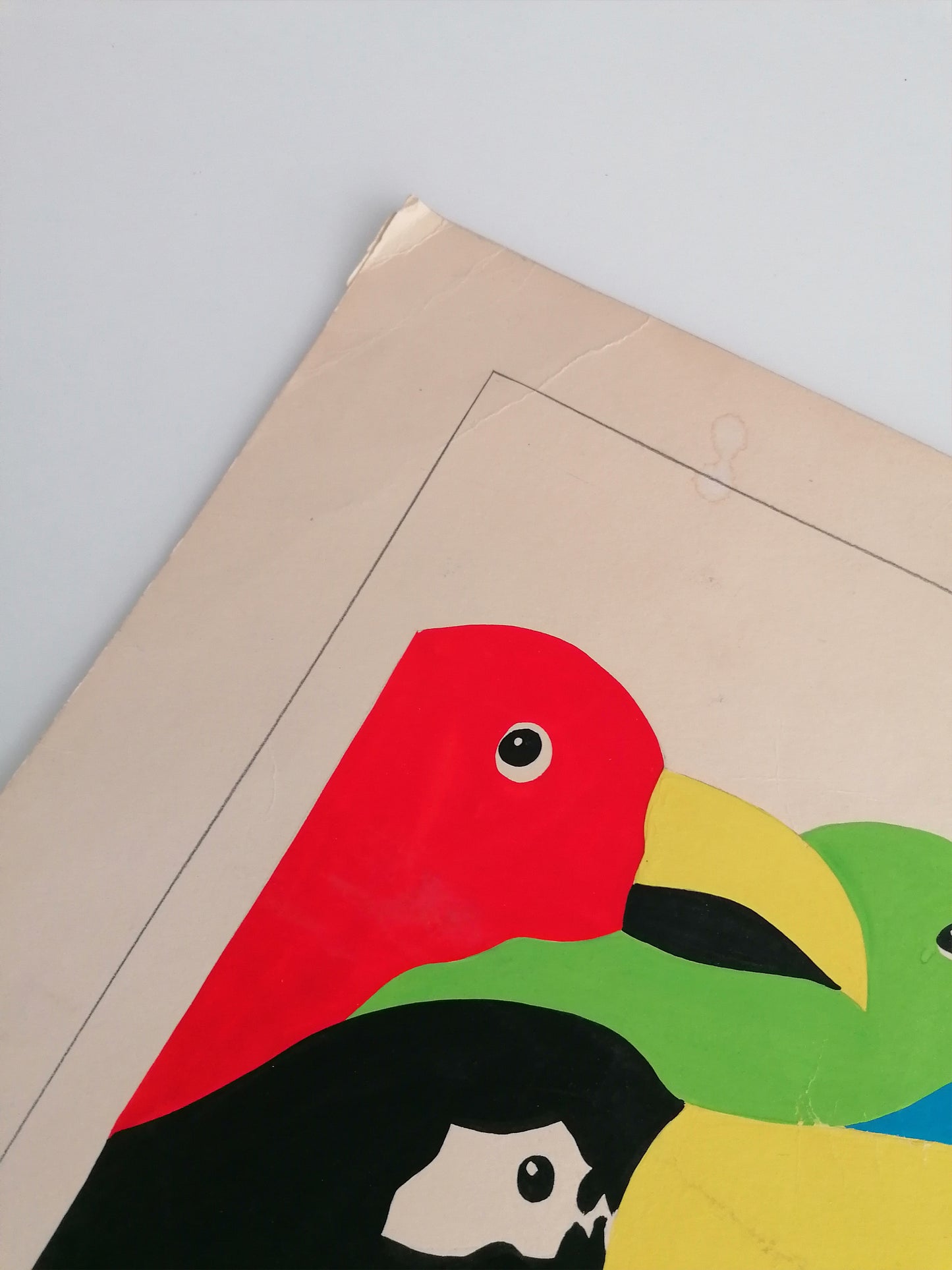 1975 Maximalist Birds Art Original from an Unknow artist