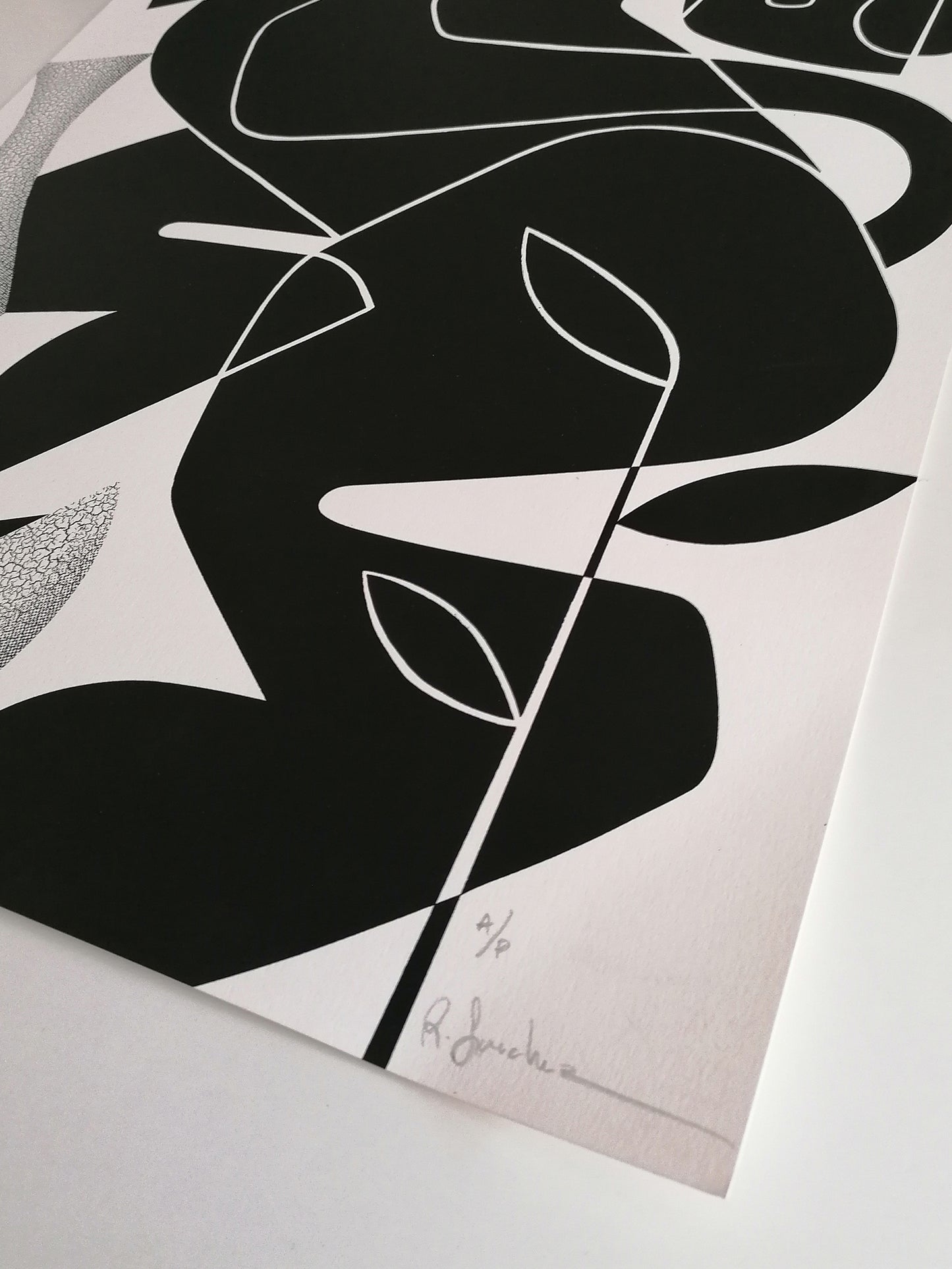 Rubén Sanchez Hand Signed Art "Black Horse and Broken Vase"