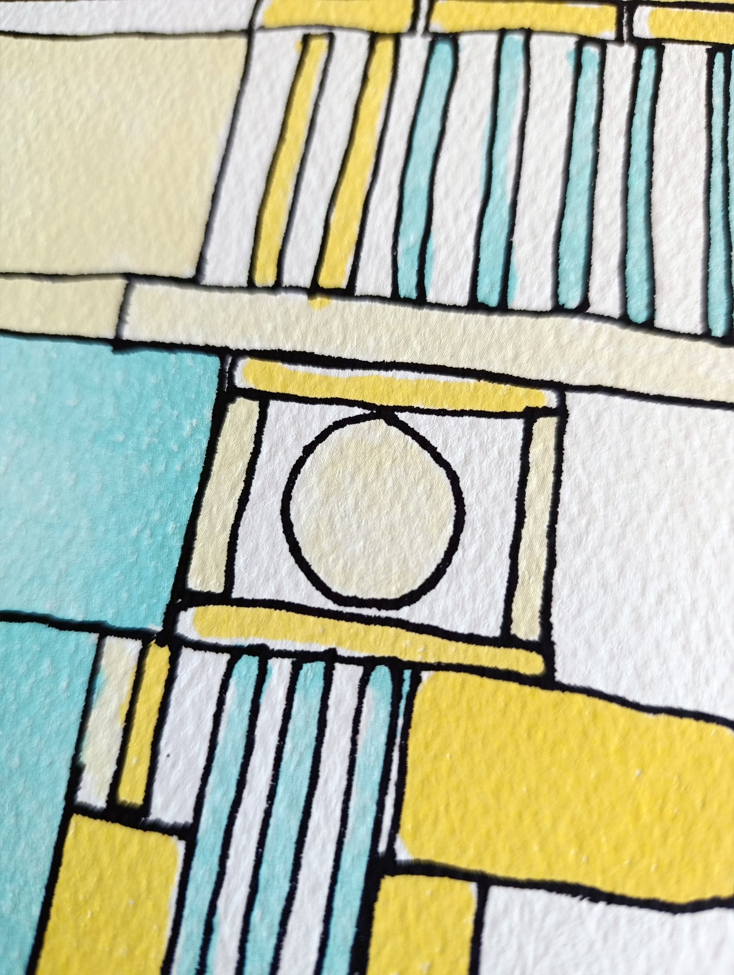 Abstract Geometric Signed Art Blue Yellow by Cristian Montesinos