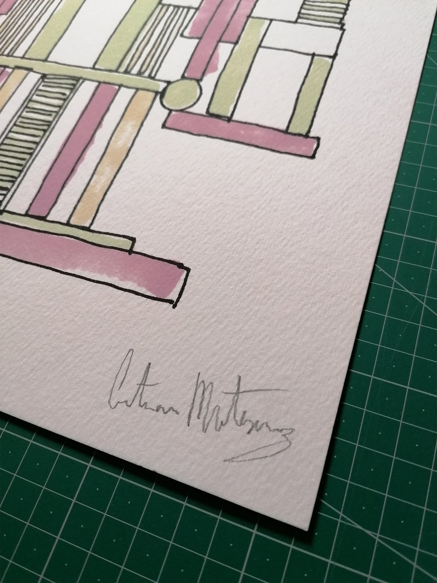Cristian Montesinos Geometric Art Hand Signed Purple Green