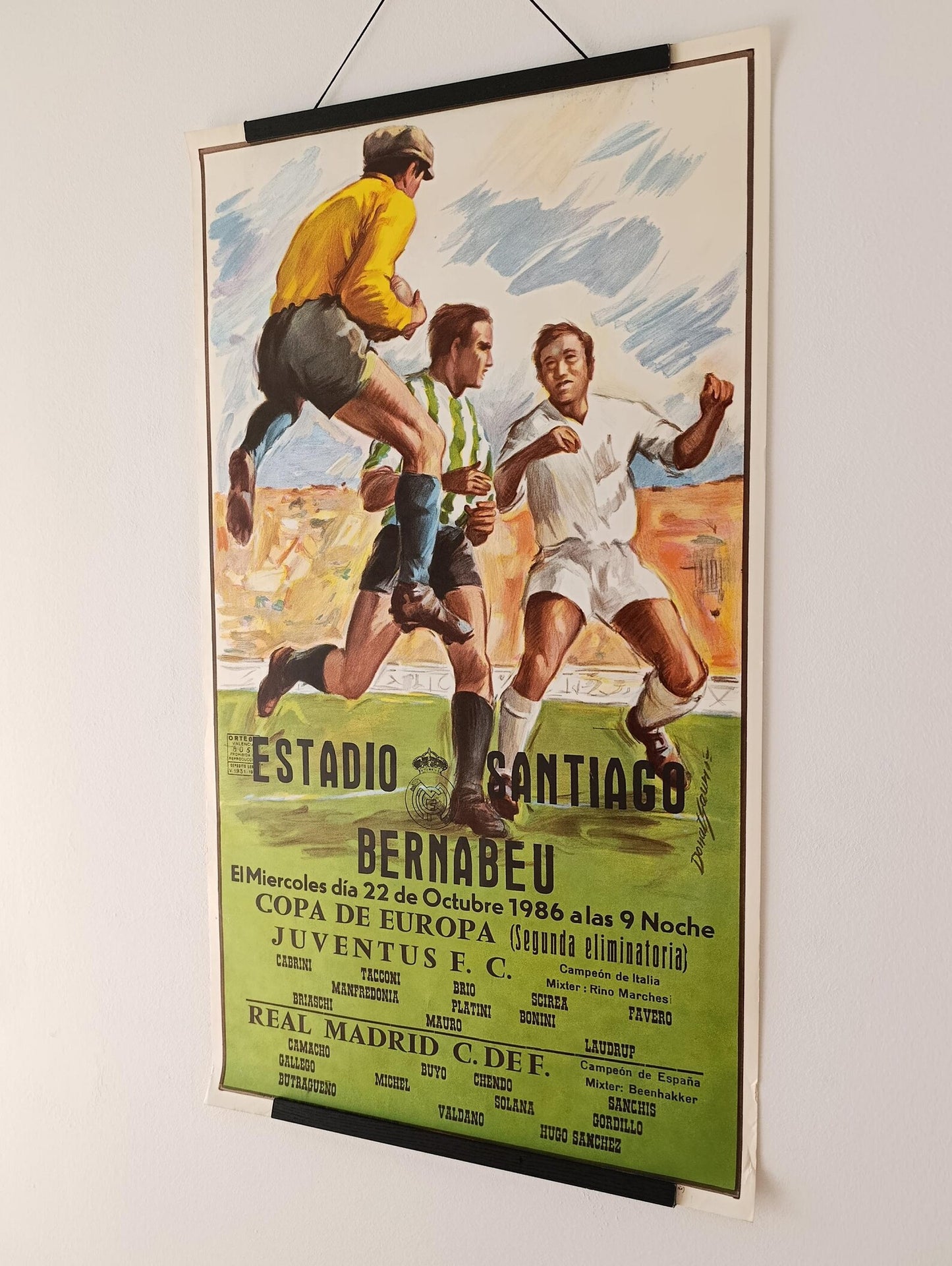 1986 Real Madrid VS Juventus Original European Cup Poster
