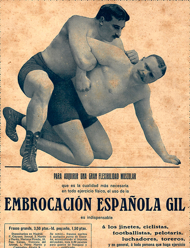 Wrestling Men Antique Advertising Modern Reproduction