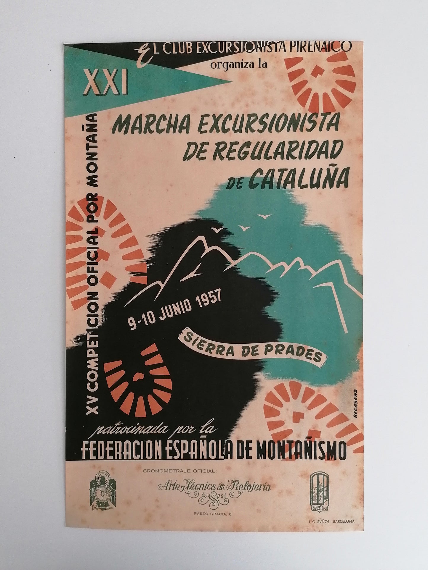 1957 Club Excursionista Pirenaico Antique Poster