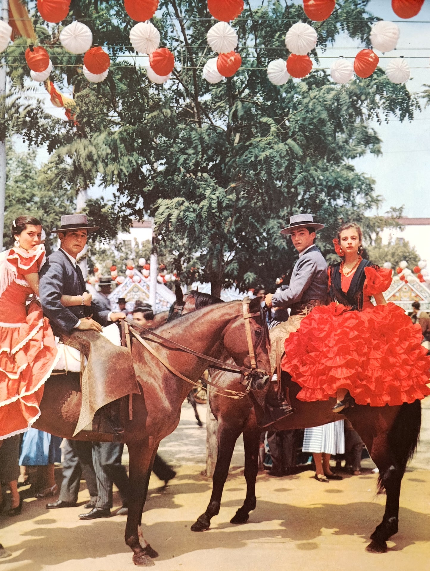 1959 Spain Travel Poster Feria de Sevilla Mid Century Decor