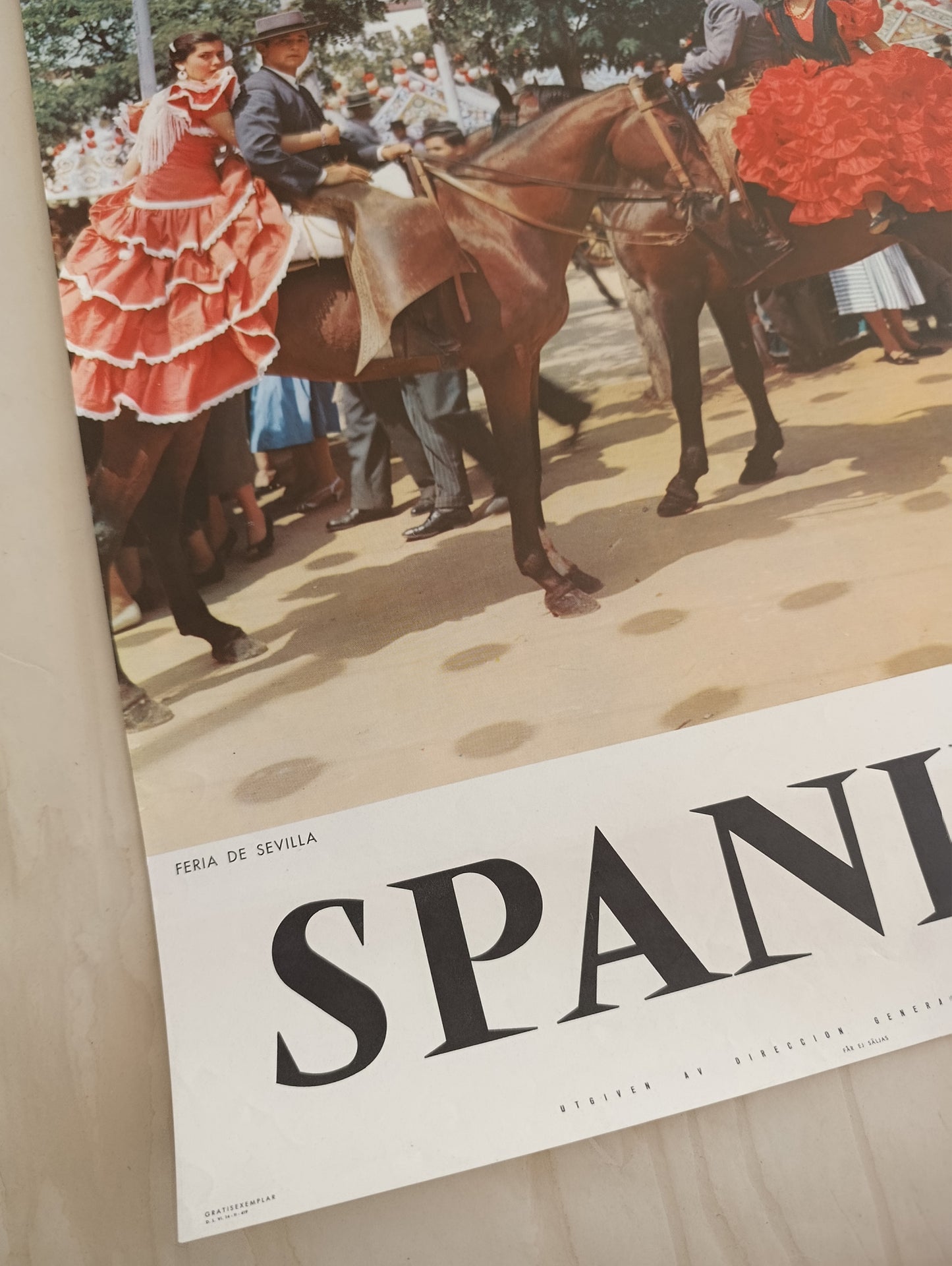 1959 Spain Travel Poster Feria de Sevilla Mid Century Decor