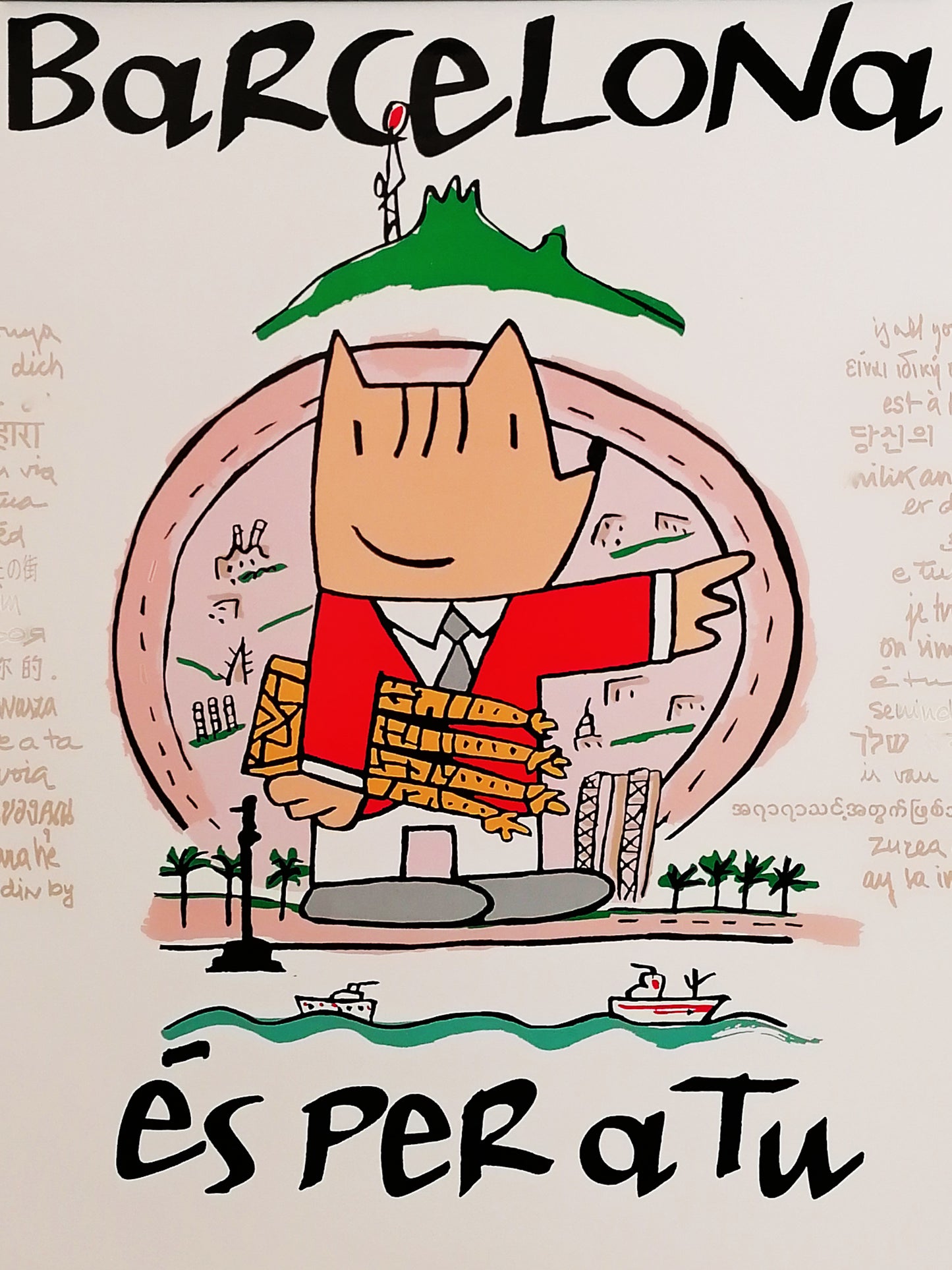 Barcelona 92 Poster Cobi Olympic Mascot by Javier Mariscal