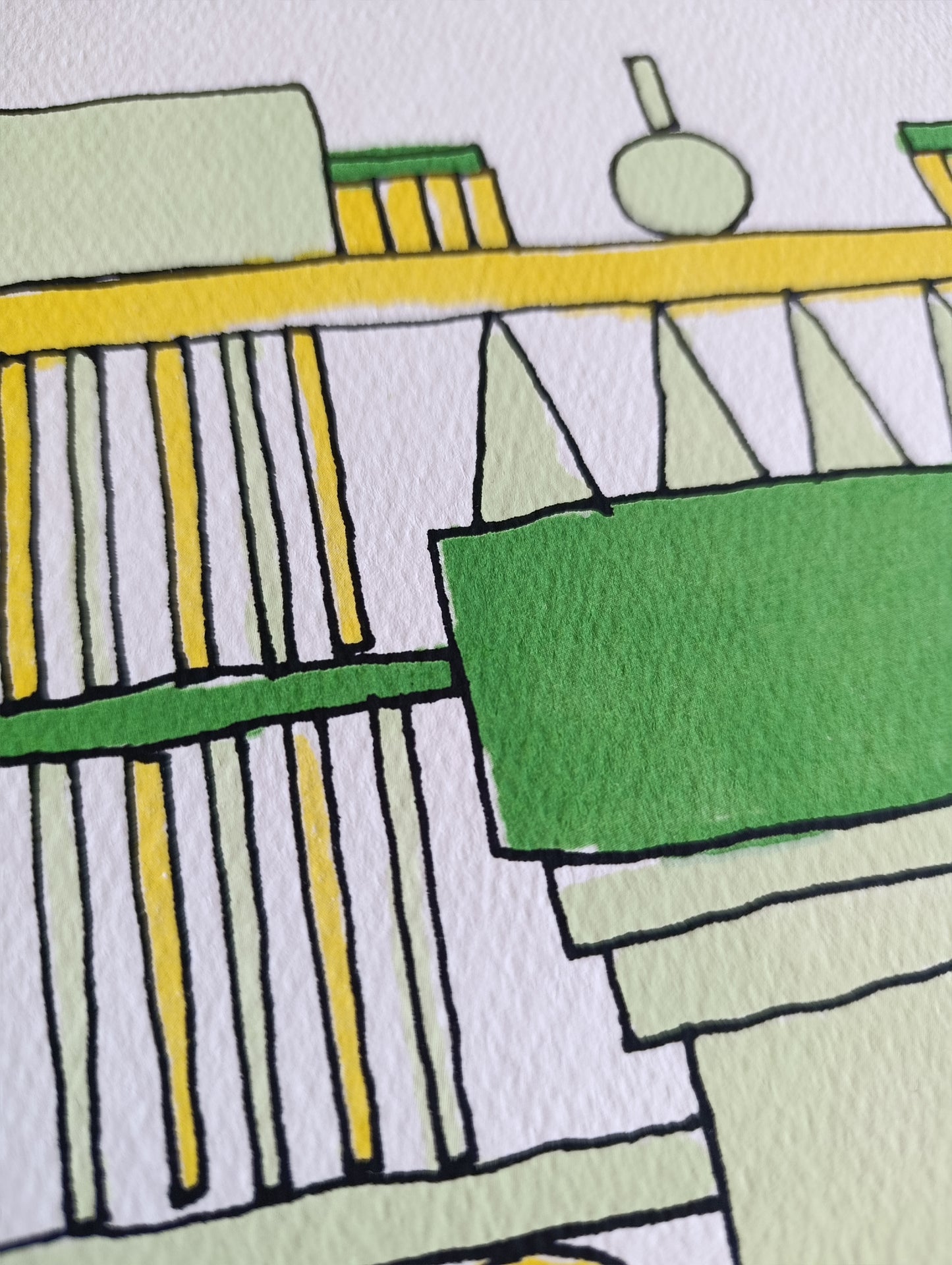 Abstract Geometric Signed Art Yellow Green by Cristian Montesinos