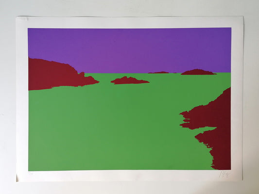 1975 Lluis LLach's Itaca Artwork by America Sanchez Signed Art Purple Green