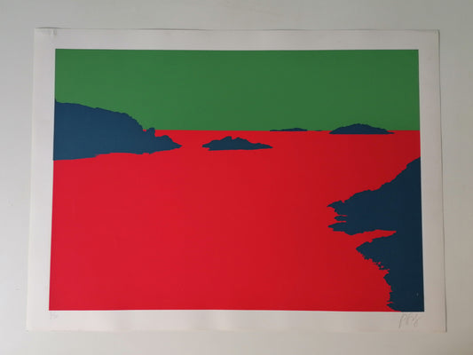 1975 Lluis LLach's Itaca Artwork by America Sanchez Signed Art Green Red