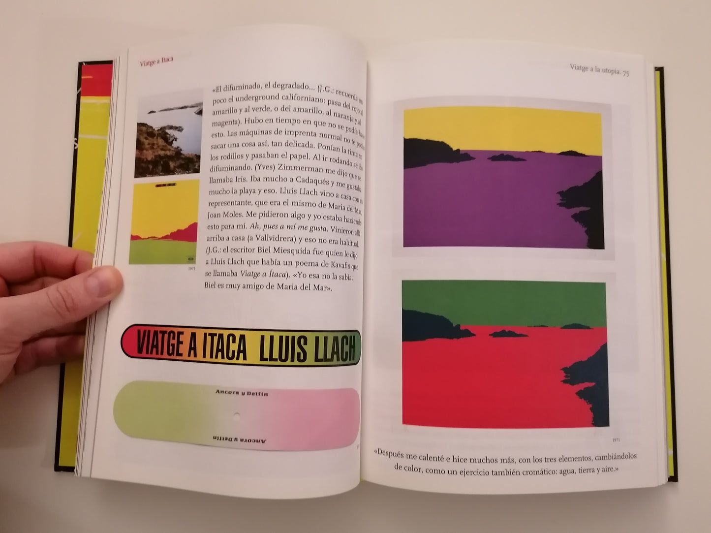 1975 Lluis LLach's Itaca Artwork by America Sanchez Signed Art Green Red