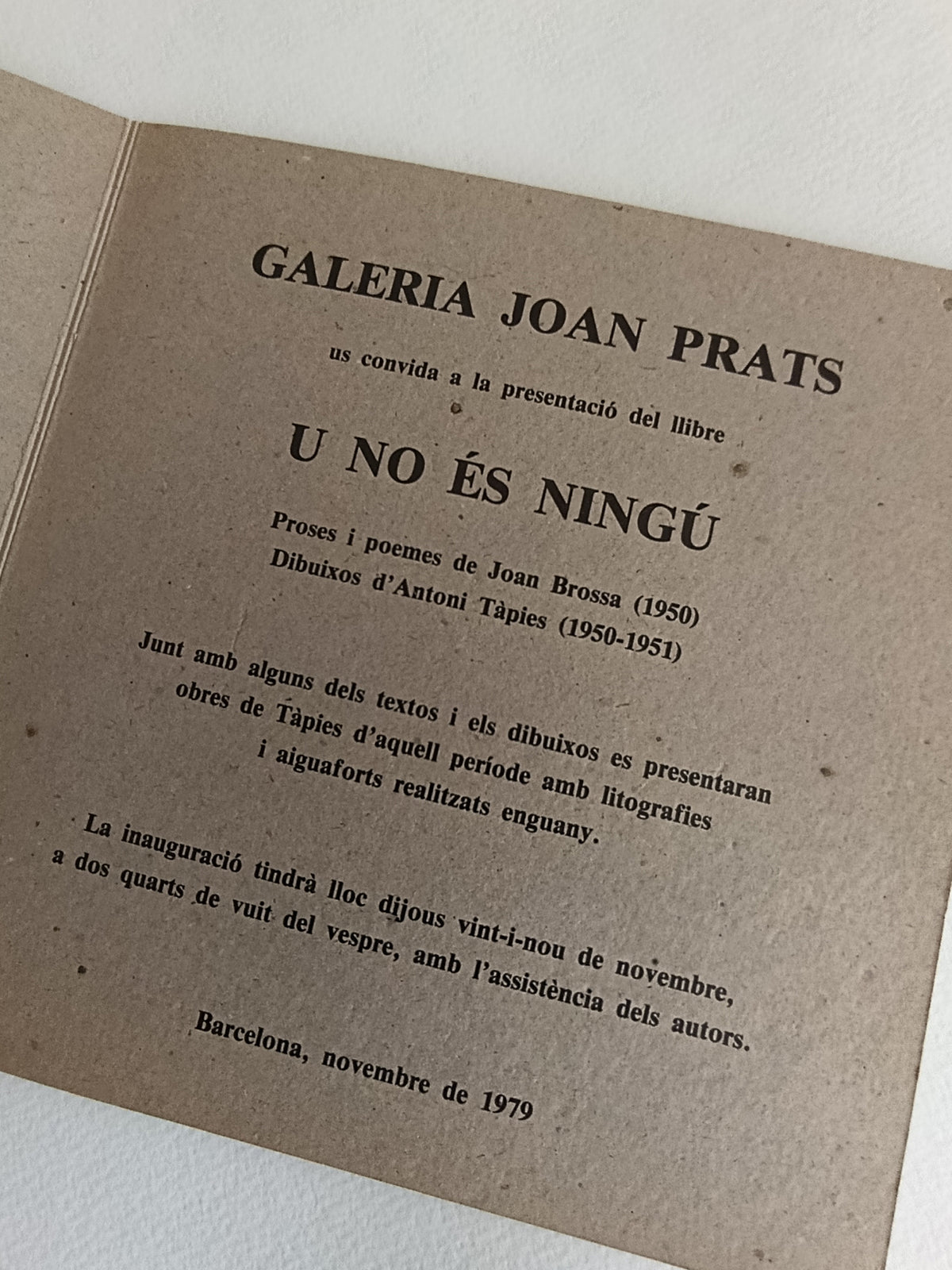 1979 Antoni Tapies and Joan Brossa Exhibition Art Invitations
