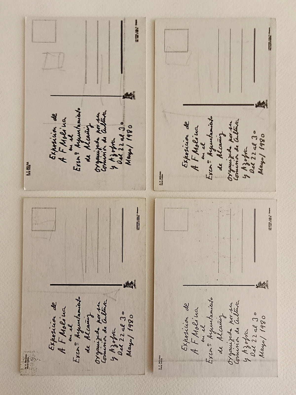 1980 Antonio Fernandez Molina 4 Set Art Exhibition Invitation