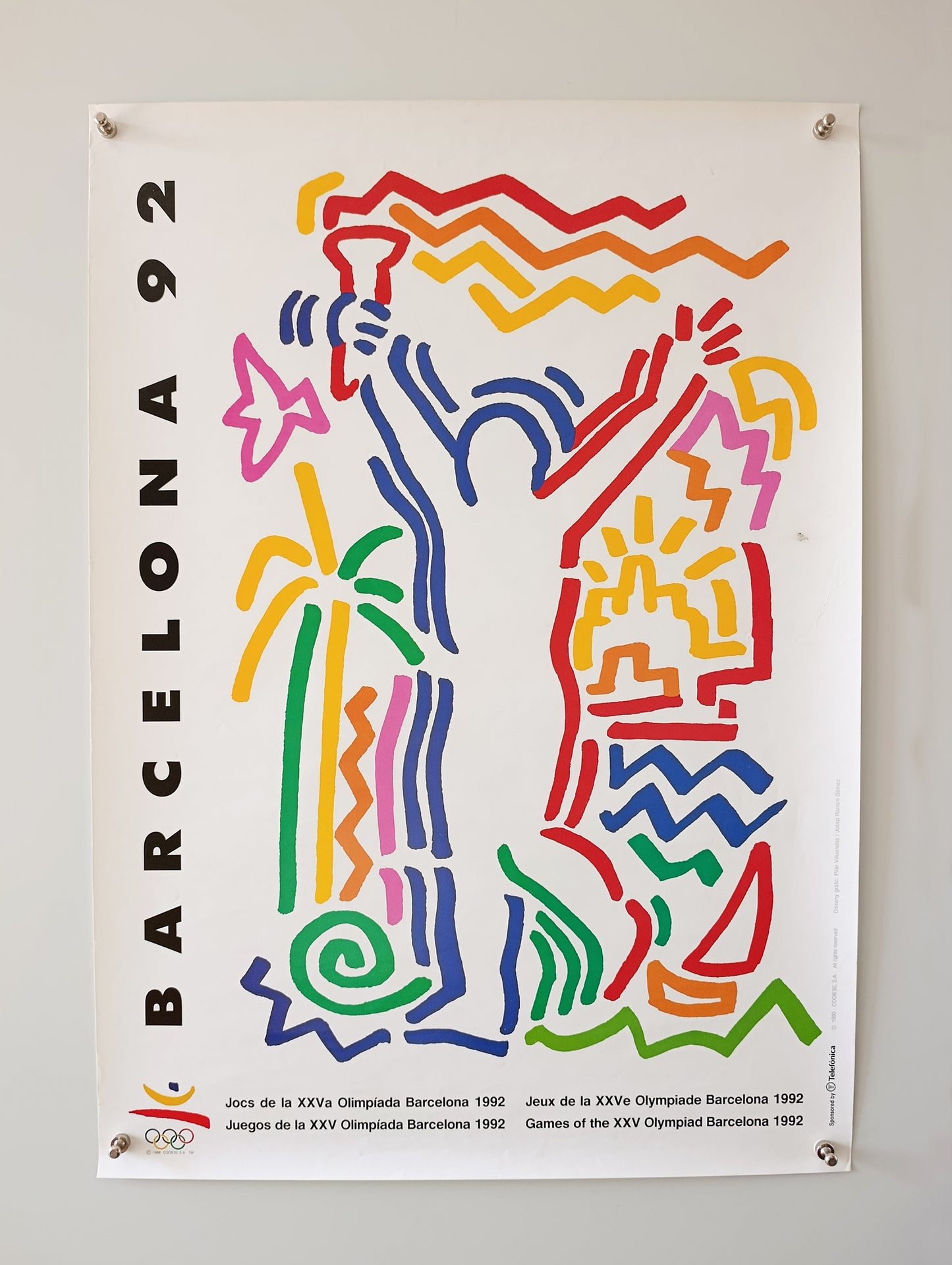 Barcelona 92 Olympic Poster by Pilar Villuendas y Josep Ramón Gómez / 5/10 Condition