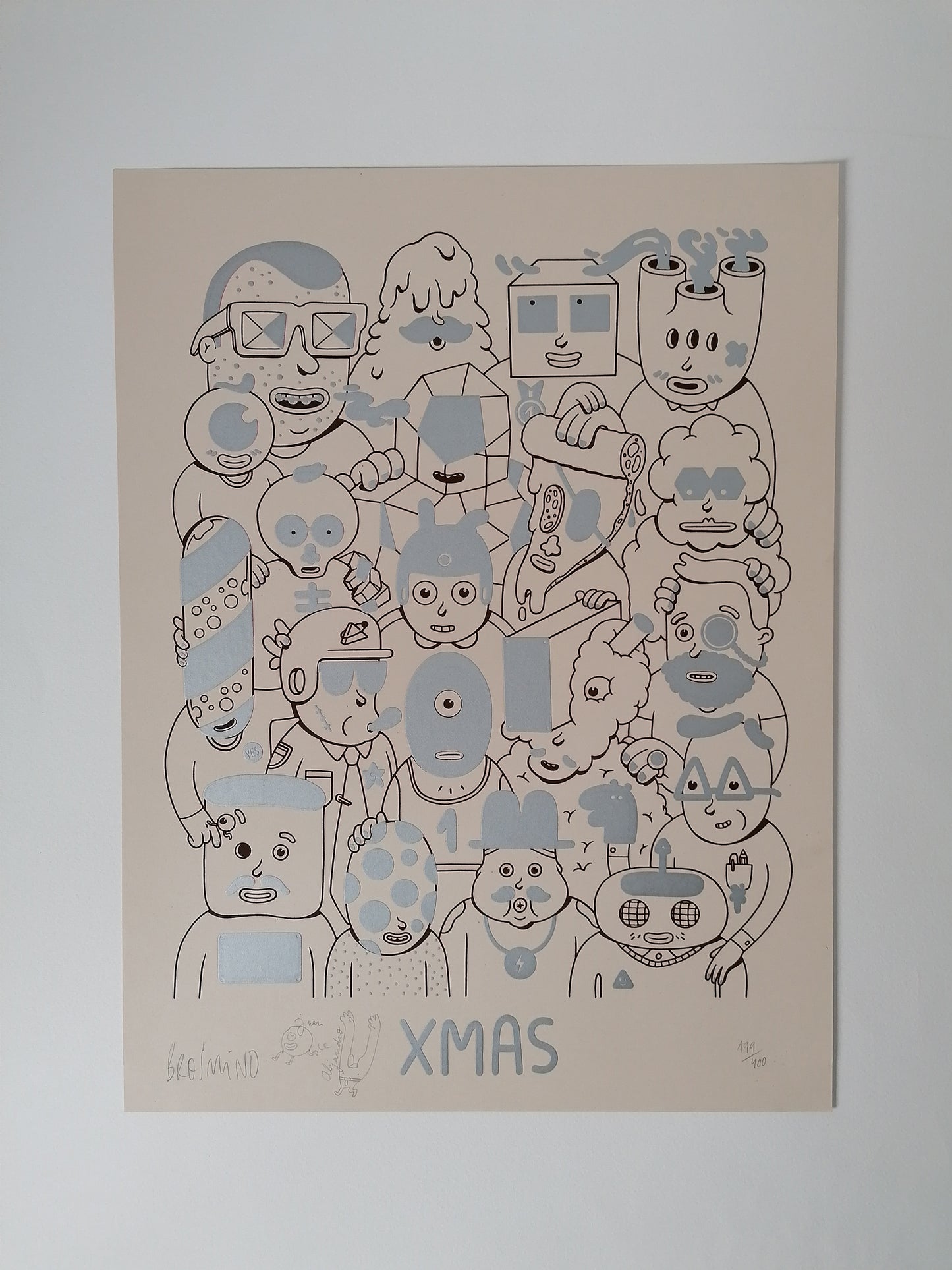 2001 Brosmind Says Hello to XMAS Print Signed ;