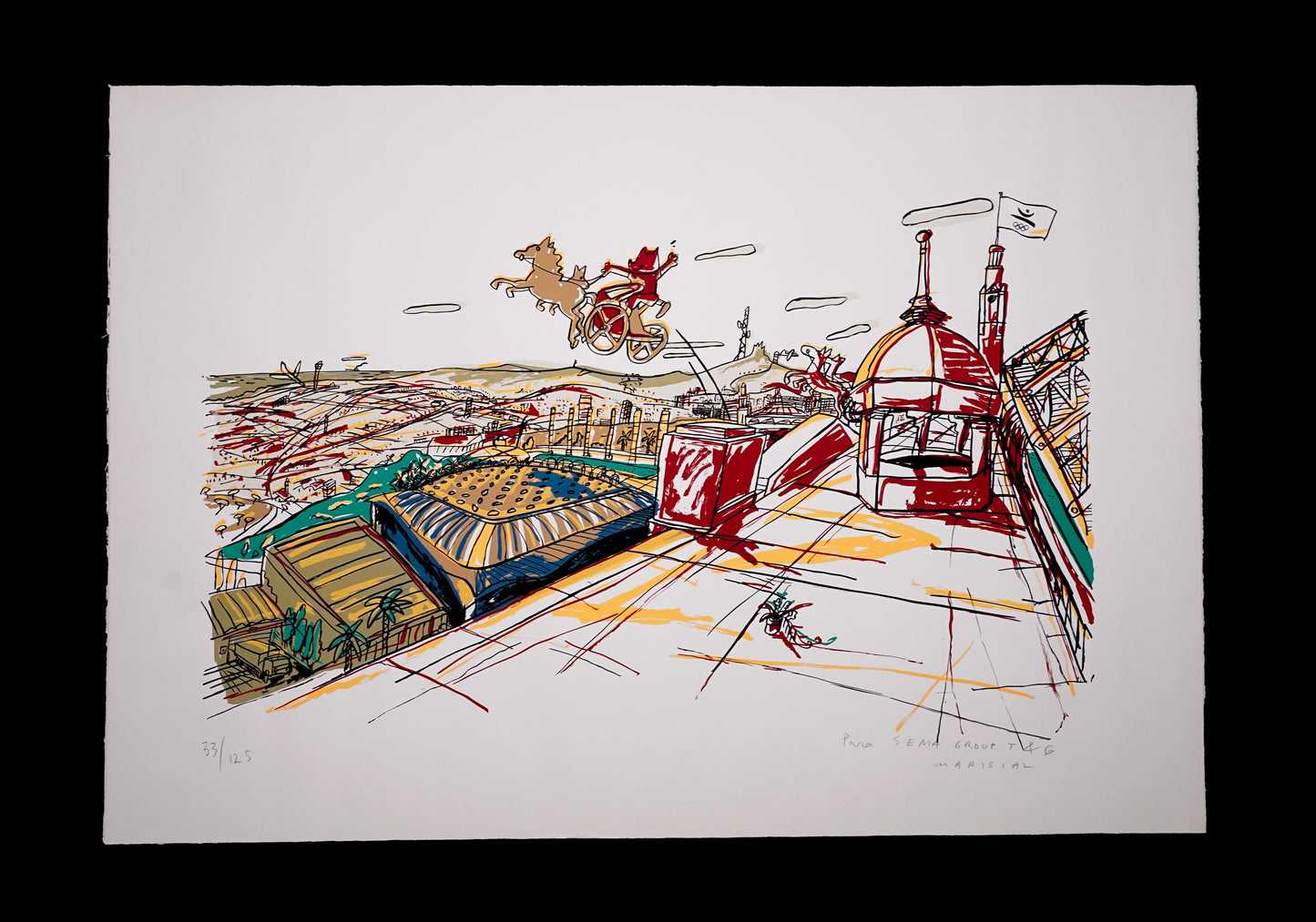 1989 Javier Mariscal Large Art "Cobi sobre Barcelona"