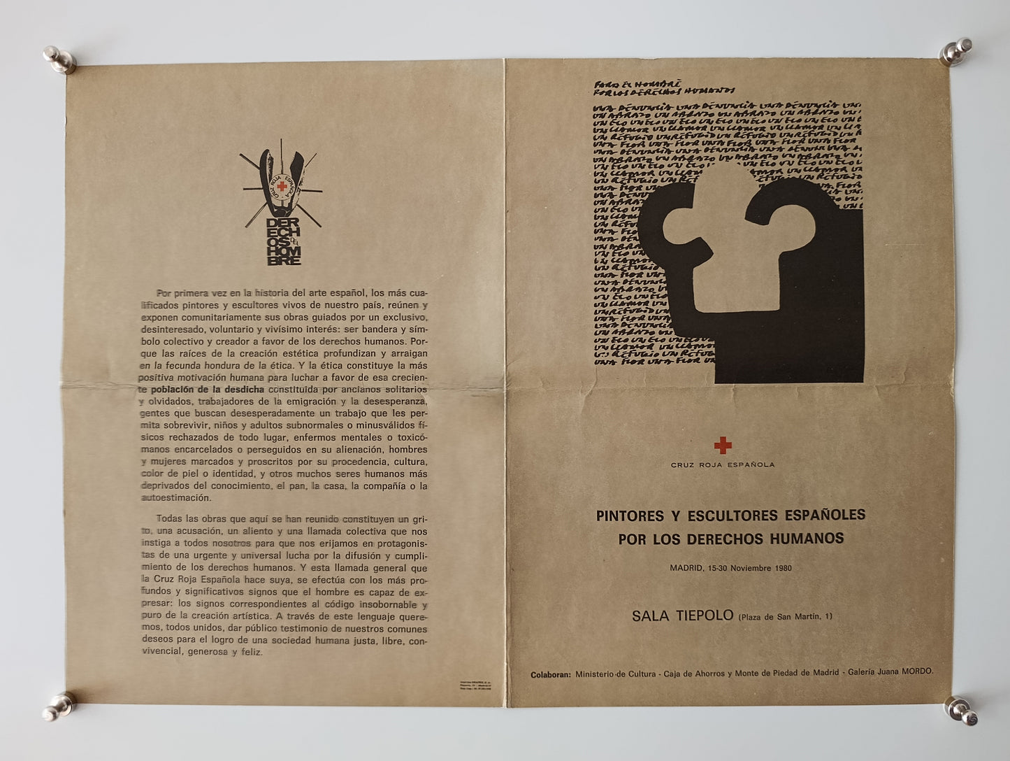 1980 Eduardo Chillida Díptico Obra Derechos Humanos Cruz Roja