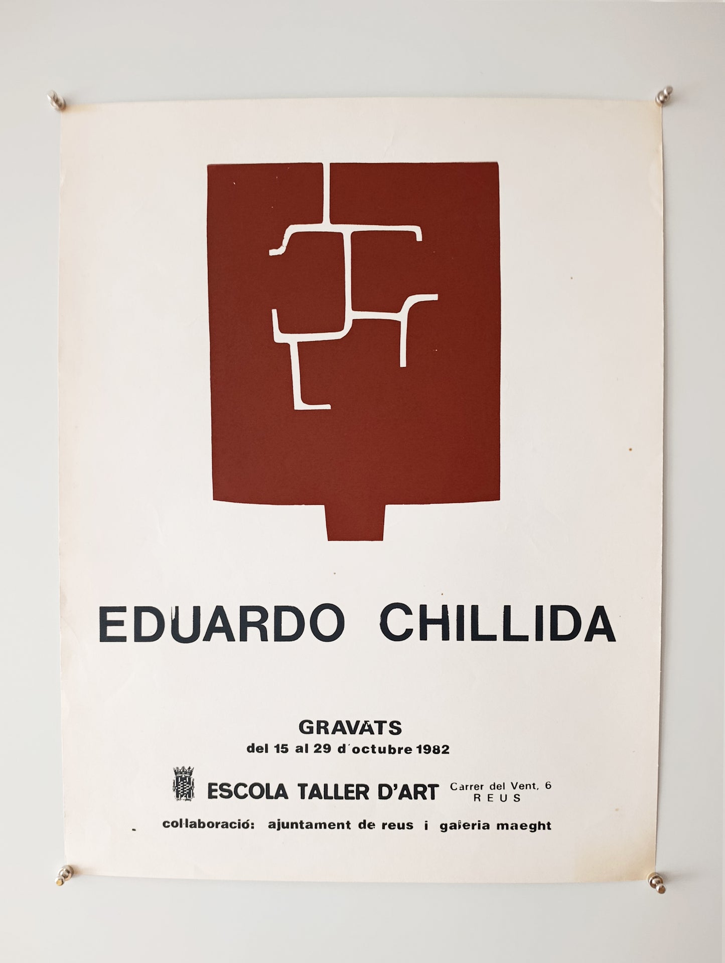 1982 Eduardo Chillida Cartel Serigráfico "Gravats" Galeria Maeght