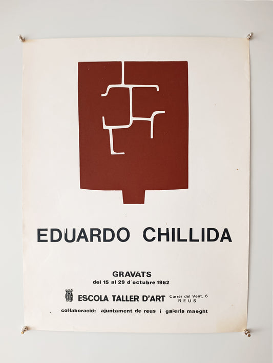1982 Eduardo Chillida Cartel Serigráfico "Gravats" Galeria Maeght