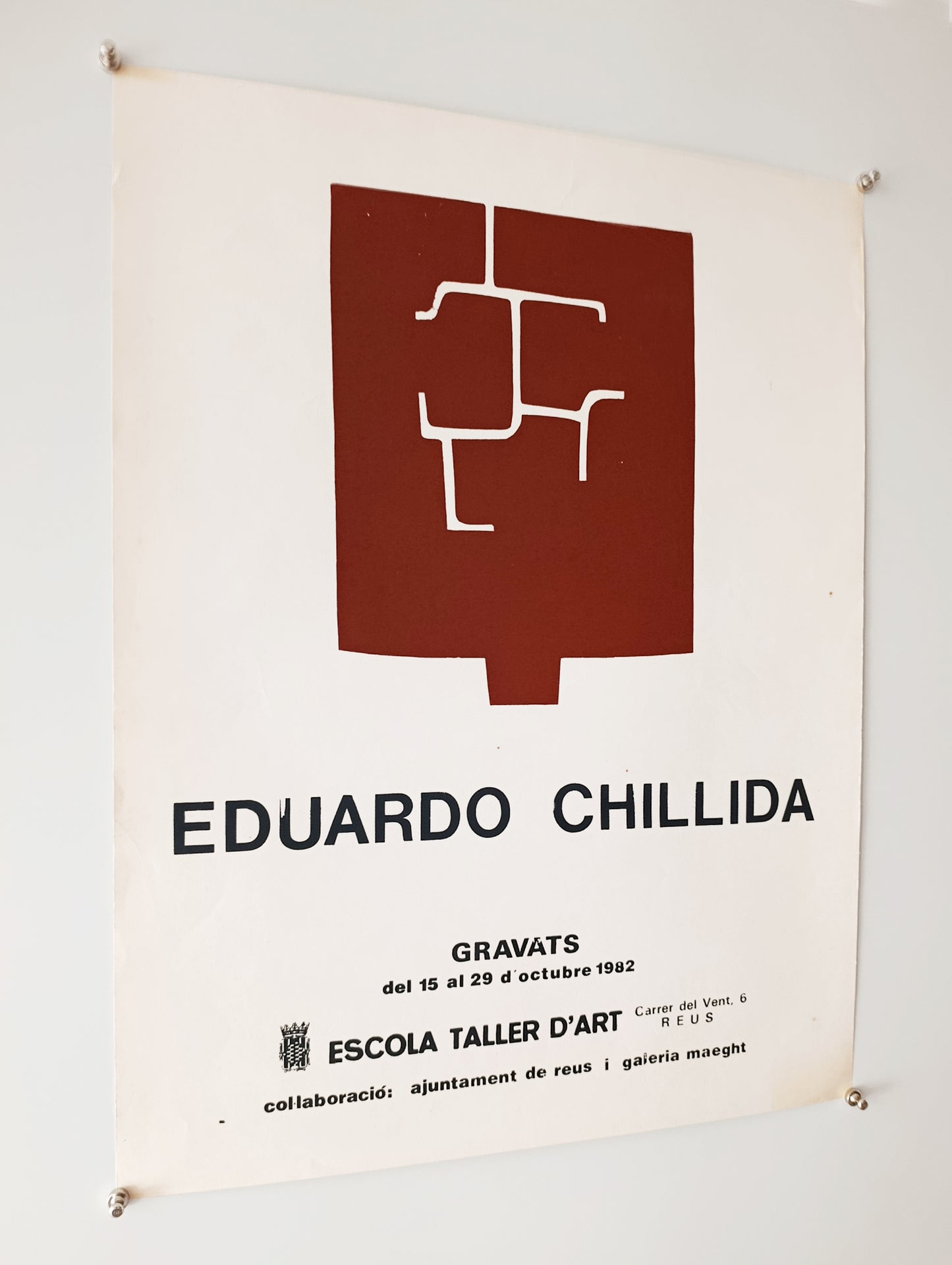 1982 Eduardo Chillida Cartel Serigráfico "Gravats" Galeria Maeght