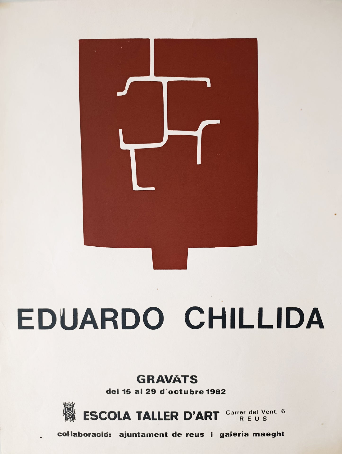 1982 Eduardo Chillida Cartel Serigráfico "Gravats" Galeria Maeght