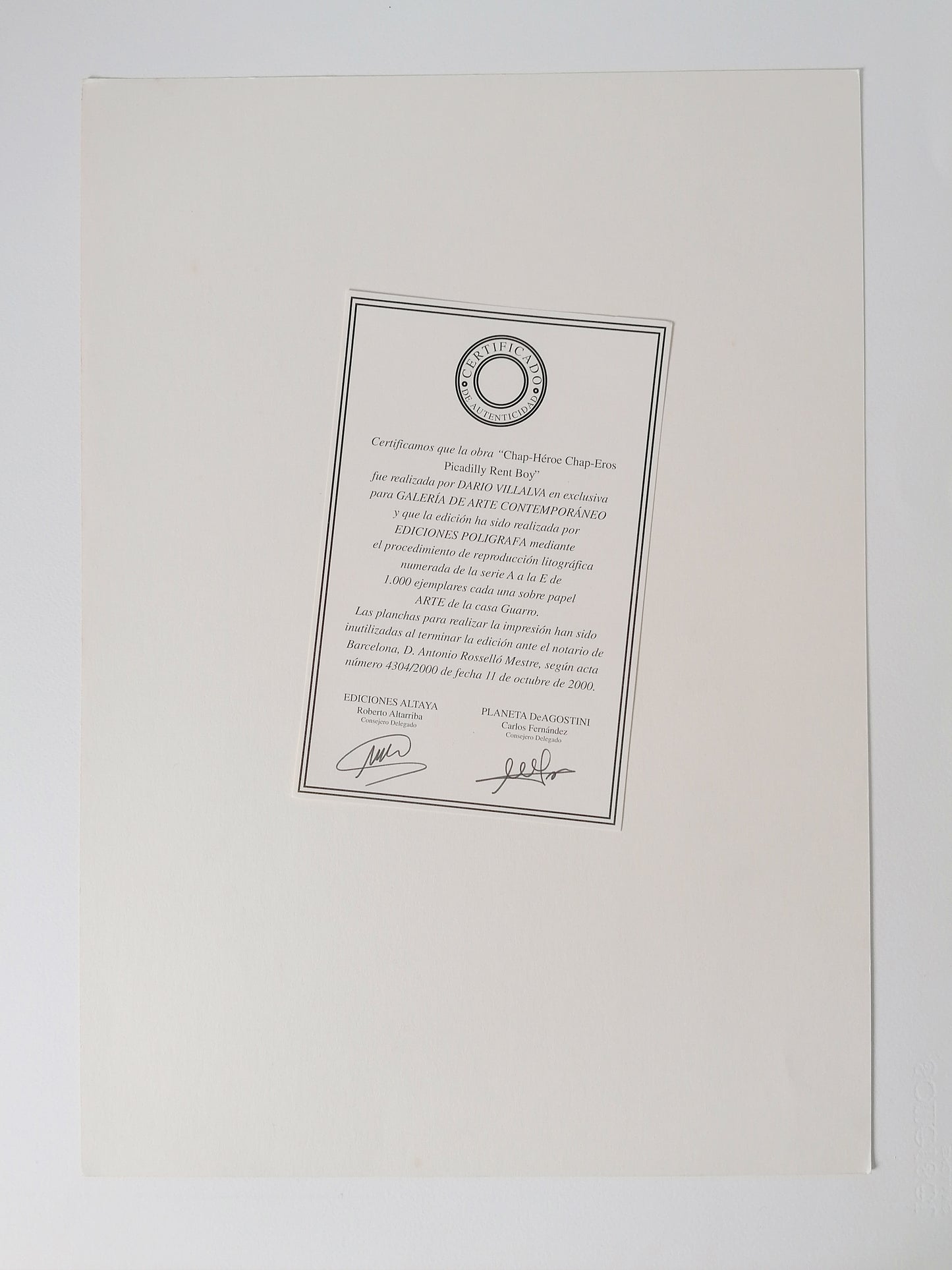 2000 Dario Villalba Art Lithograph