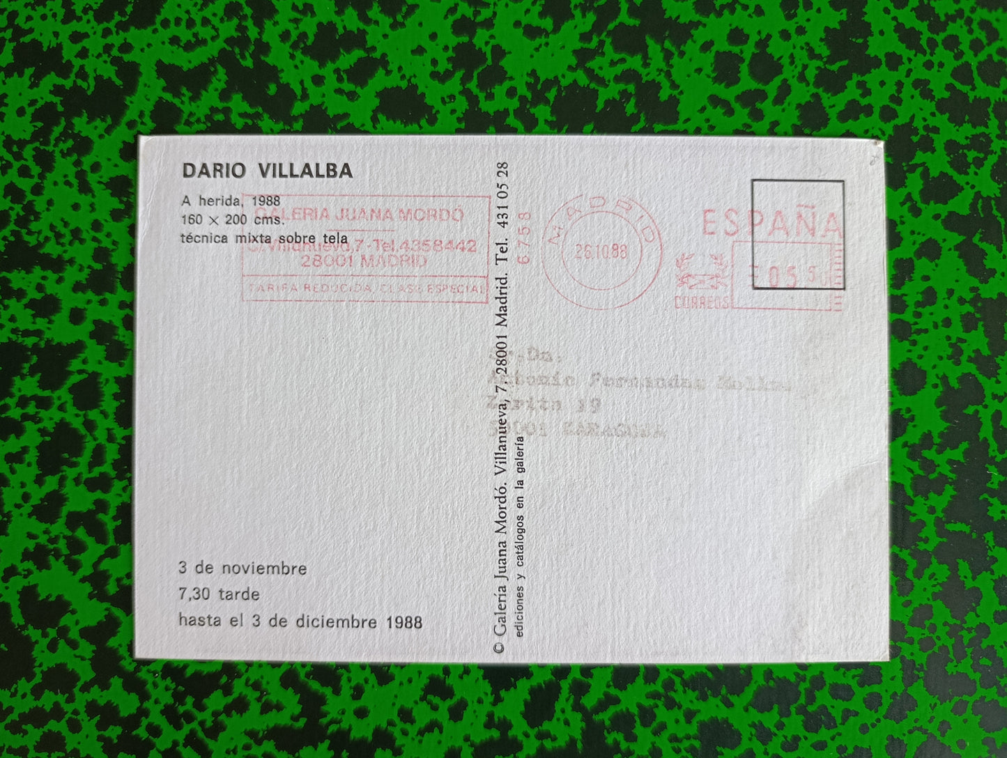 1988 Dario Villalba at Galería Juana Mordó