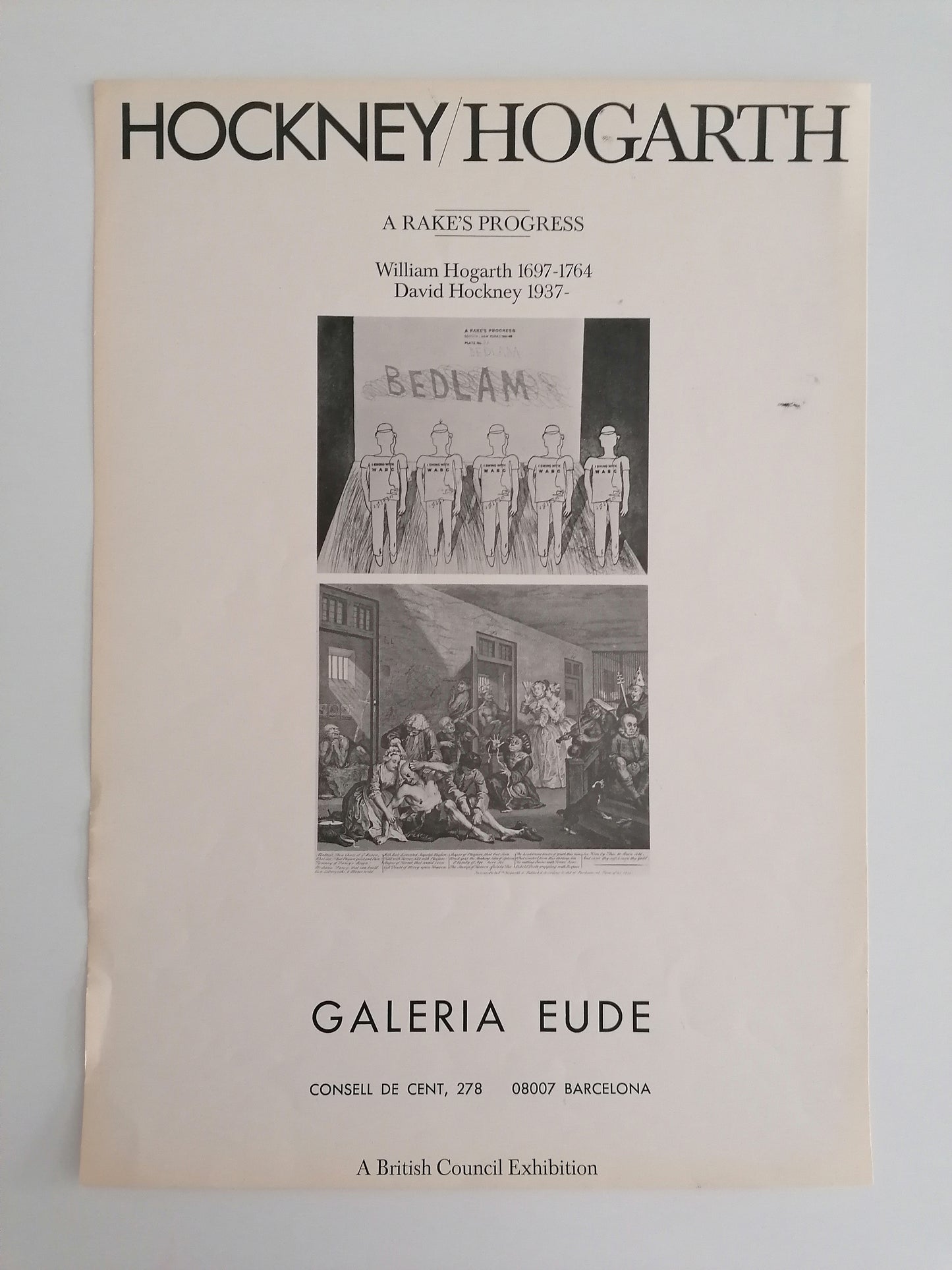 1977 David Hockney Hogarth Exhibition Poster Barcelona