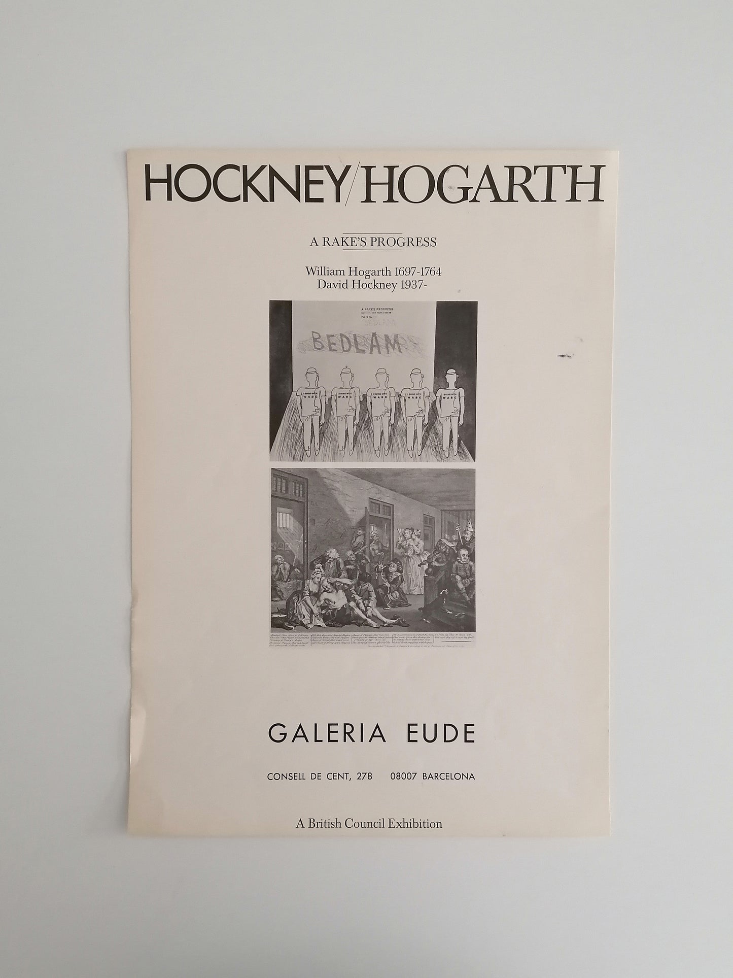 1977 David Hockney Hogarth Exhibition Poster Barcelona