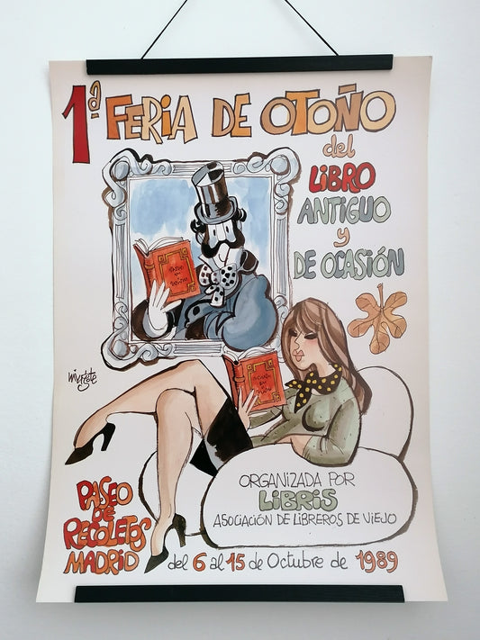 1989 Cartel Feria del Libro Madrid por Mingote