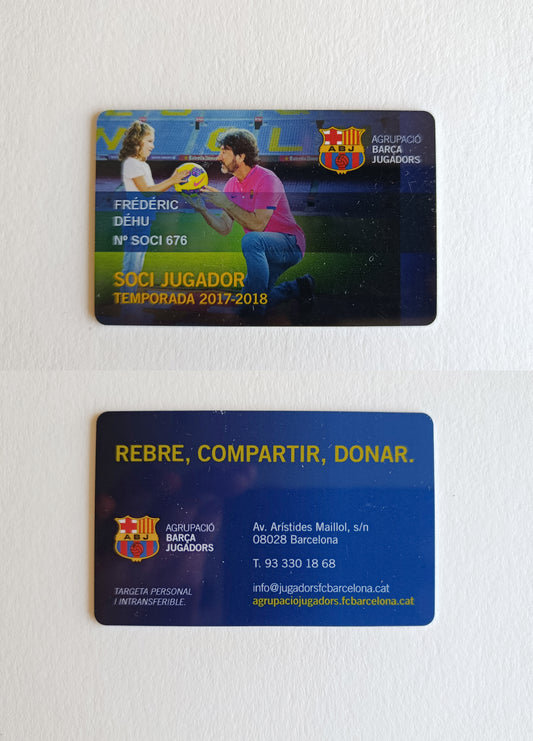 Frédéric Déhu FC Barcelona Membership Card 2017/2018 Season
