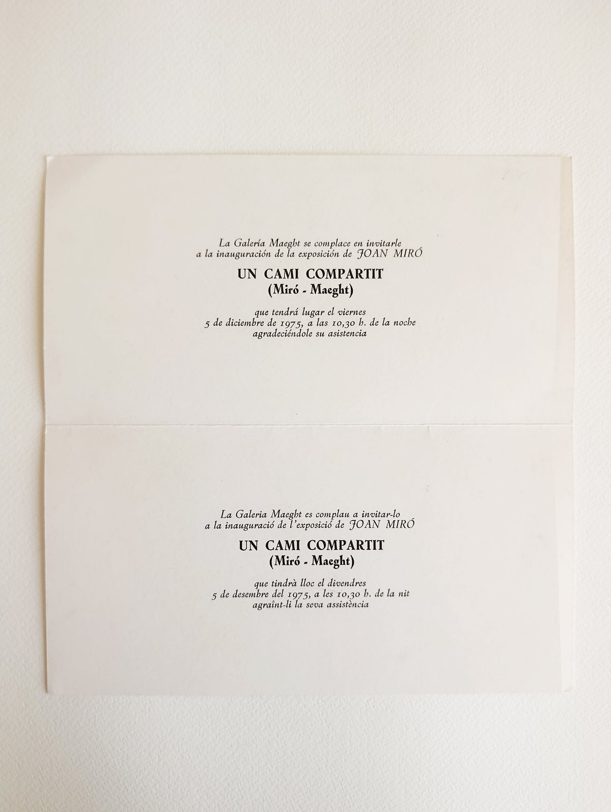 1975 Joan Miró Art Exhibition Invitation from Maeght Gallery Barcelona