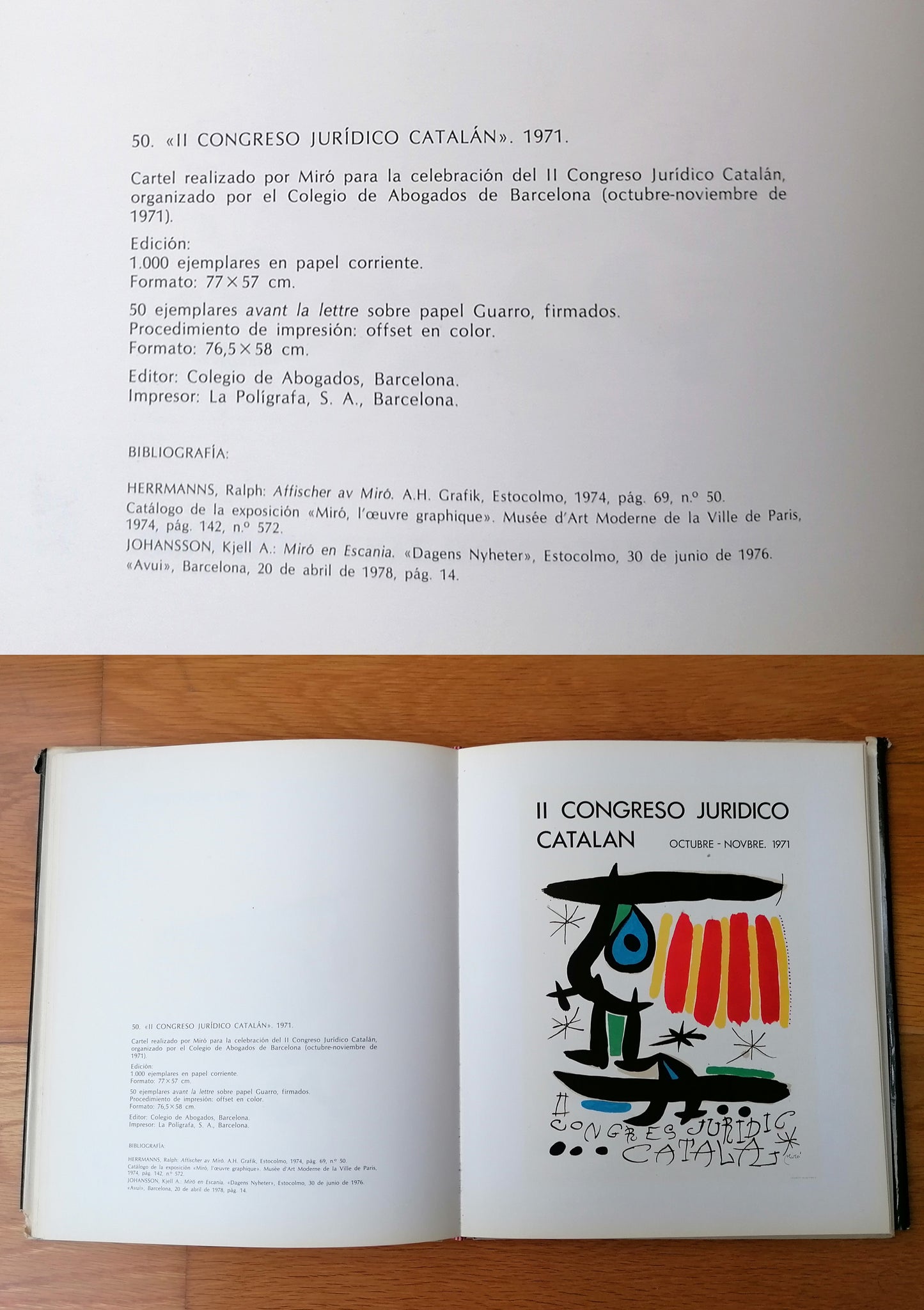 1971 Joan Miró Poster Cogreso Juríco Catalán