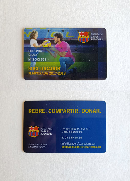 Ludovic Giuly FC Barcelona Membership Card 2017/2018 Season