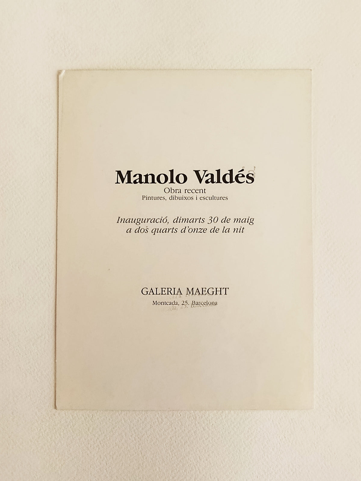 1985 Manolo Valdés at Galería Maeght Barcelona