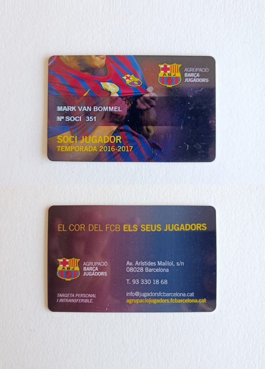 Mark van Bommel FC Barcelona Membership Card 2016/2017 Season