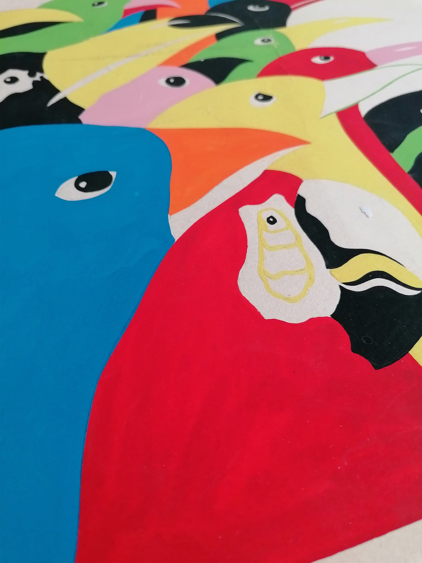 1975 Maximalist Birds Art Original from an Unknow artist