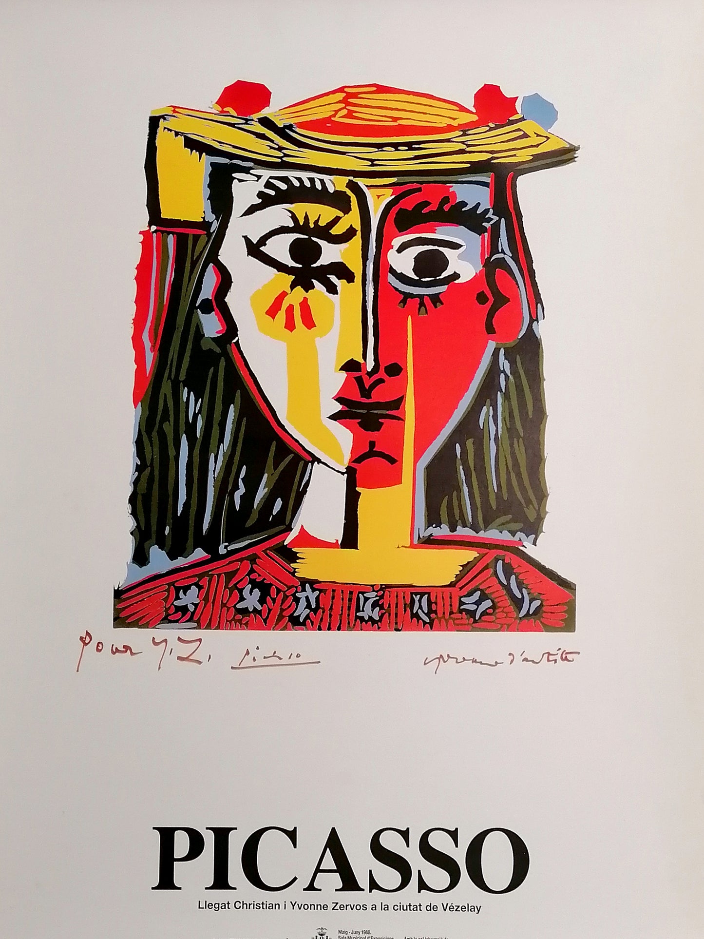 1988 Picasso Woman Large Art Poster Spanish Exhibition