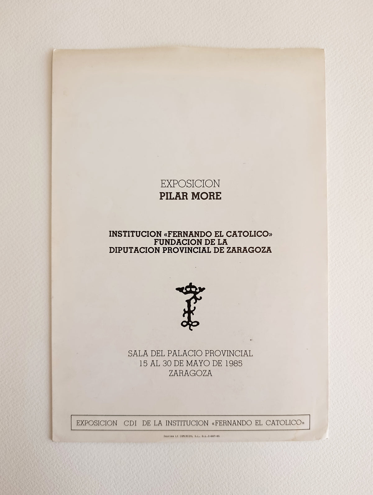 1985 Pilar More Art Exhibition Brochure