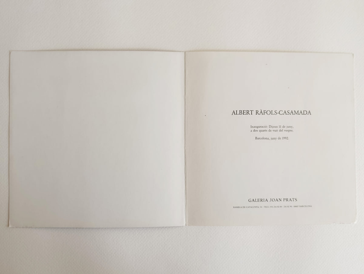 1992 Ràfols Casamada Joan Prats Art Exhibition Invitation