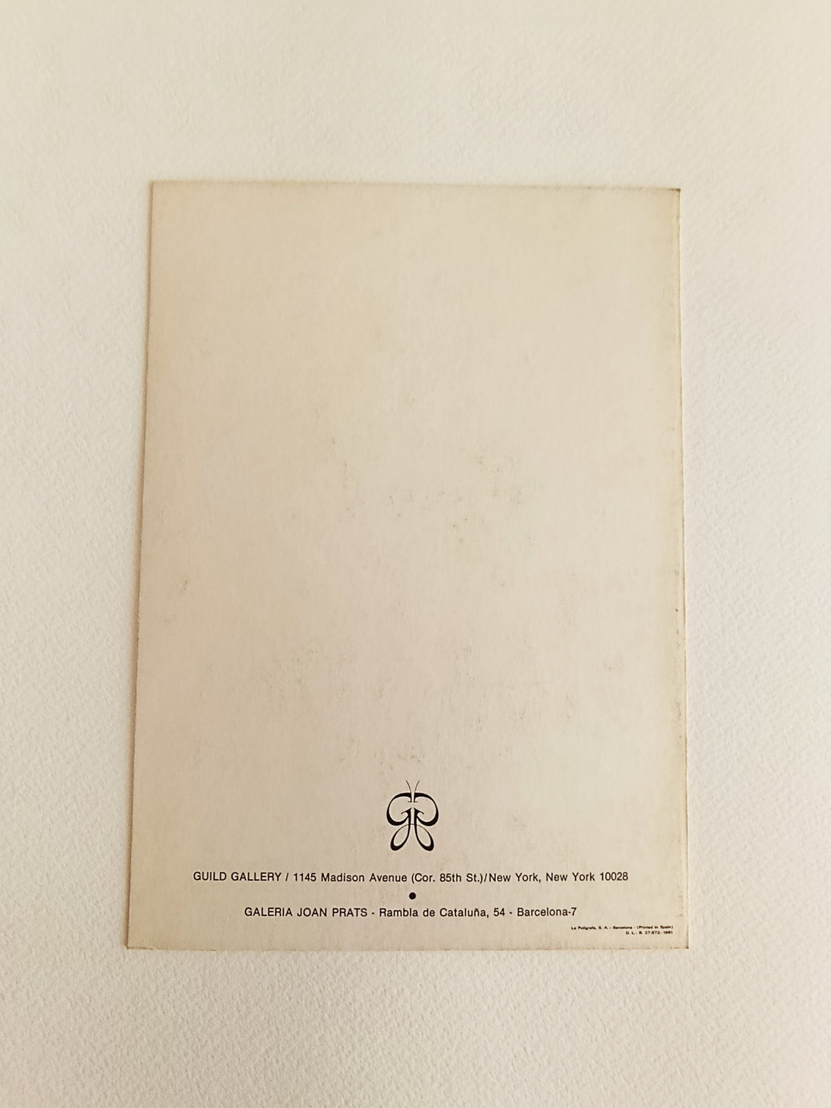 1981 Hernandez Pijuan New York Art Exhibition Invitation