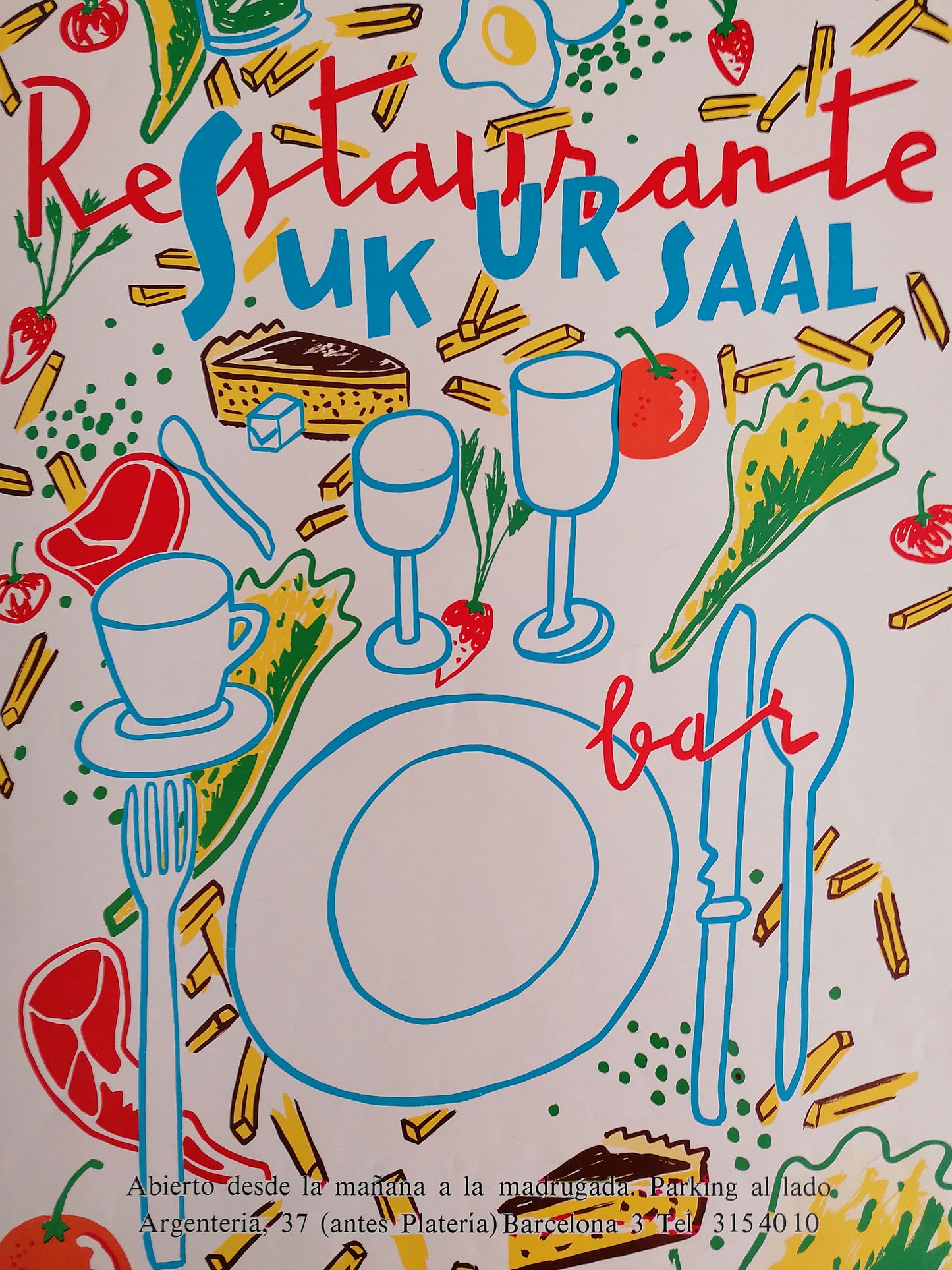 Javier Mariscal Original Vintage Poster "Restaurante Sukursal"