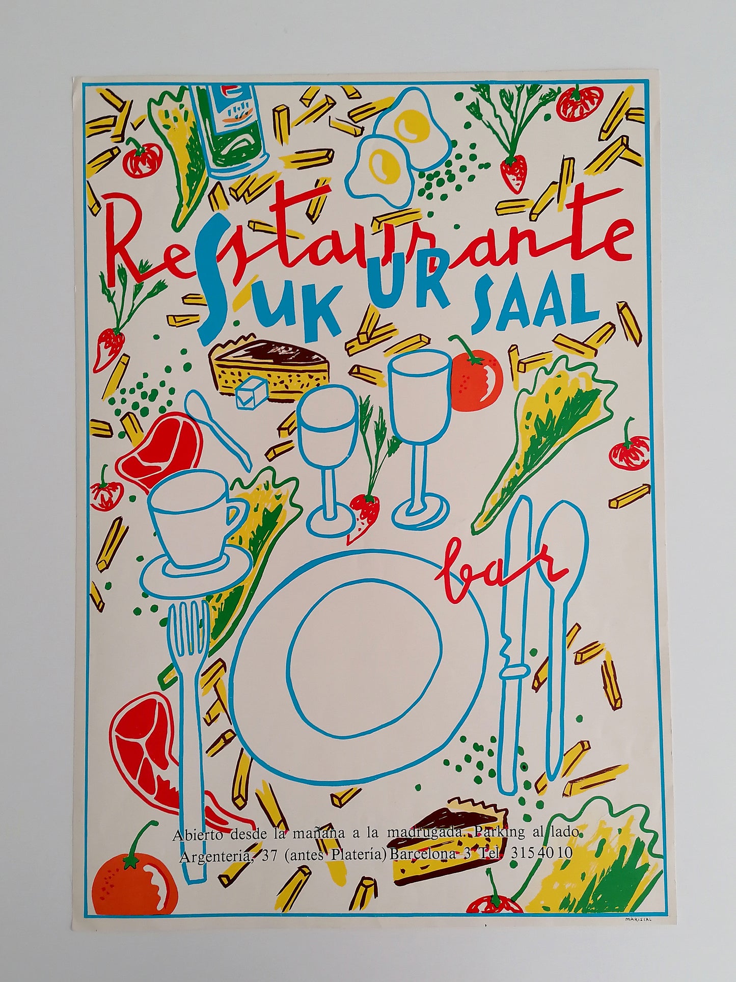 Javier Mariscal Original Vintage Poster "Restaurante Sukursal"