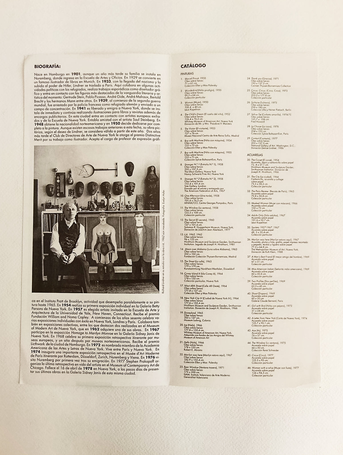 1998 Richard Lindner Madrid Art Exhibition Brochure