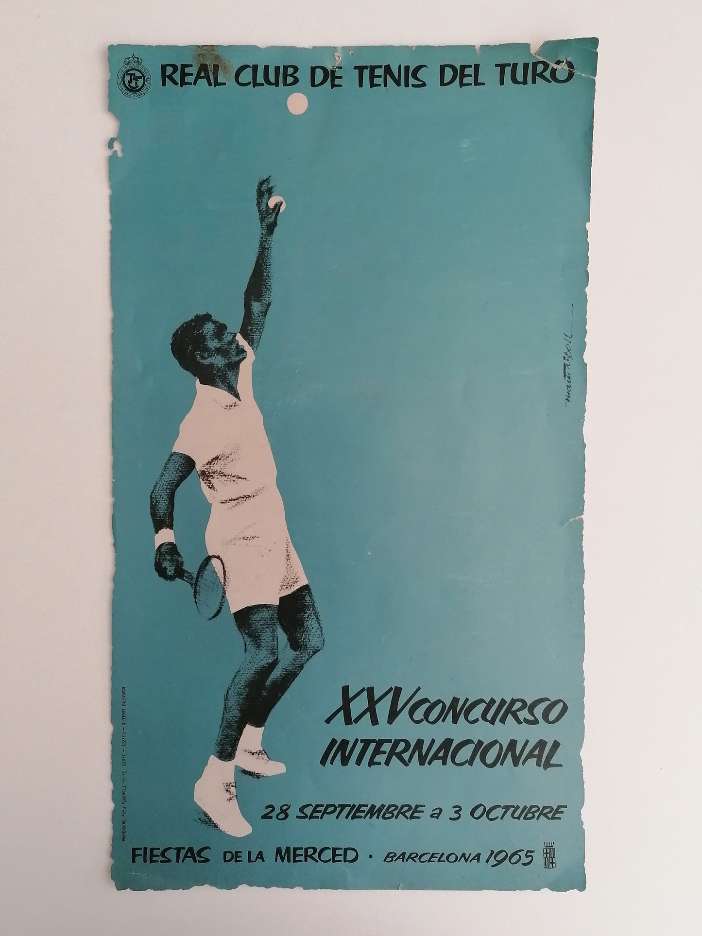 1965 Tennis Poster from Real Tenis Club Barcelona