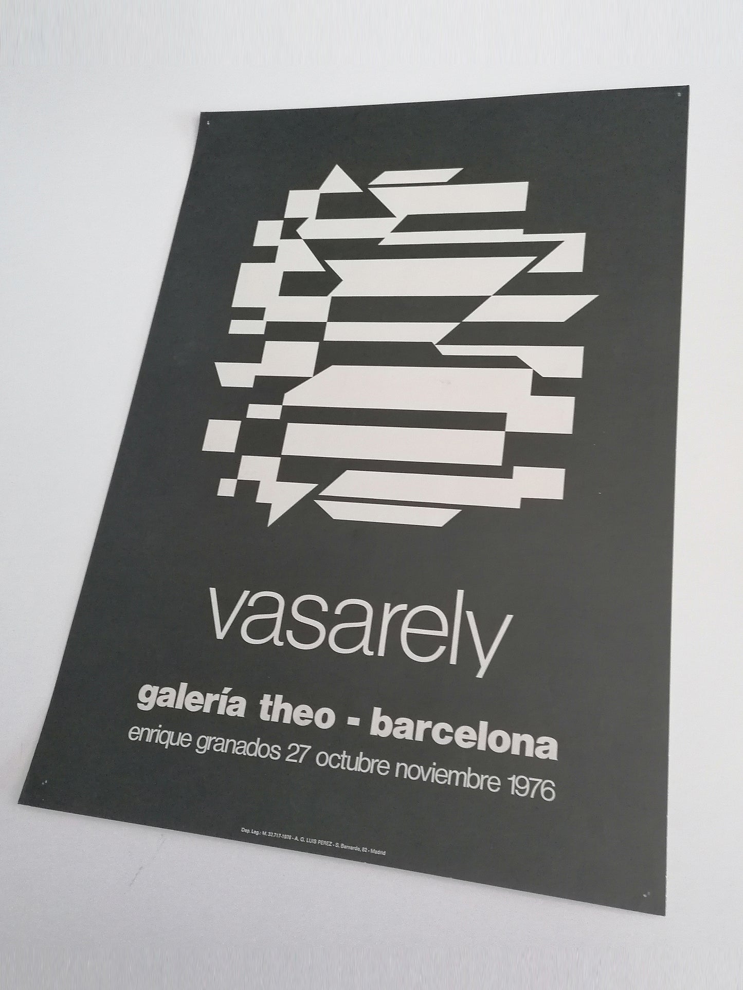 1976 Vasarely Small Art Poster Barcelona Exhibition