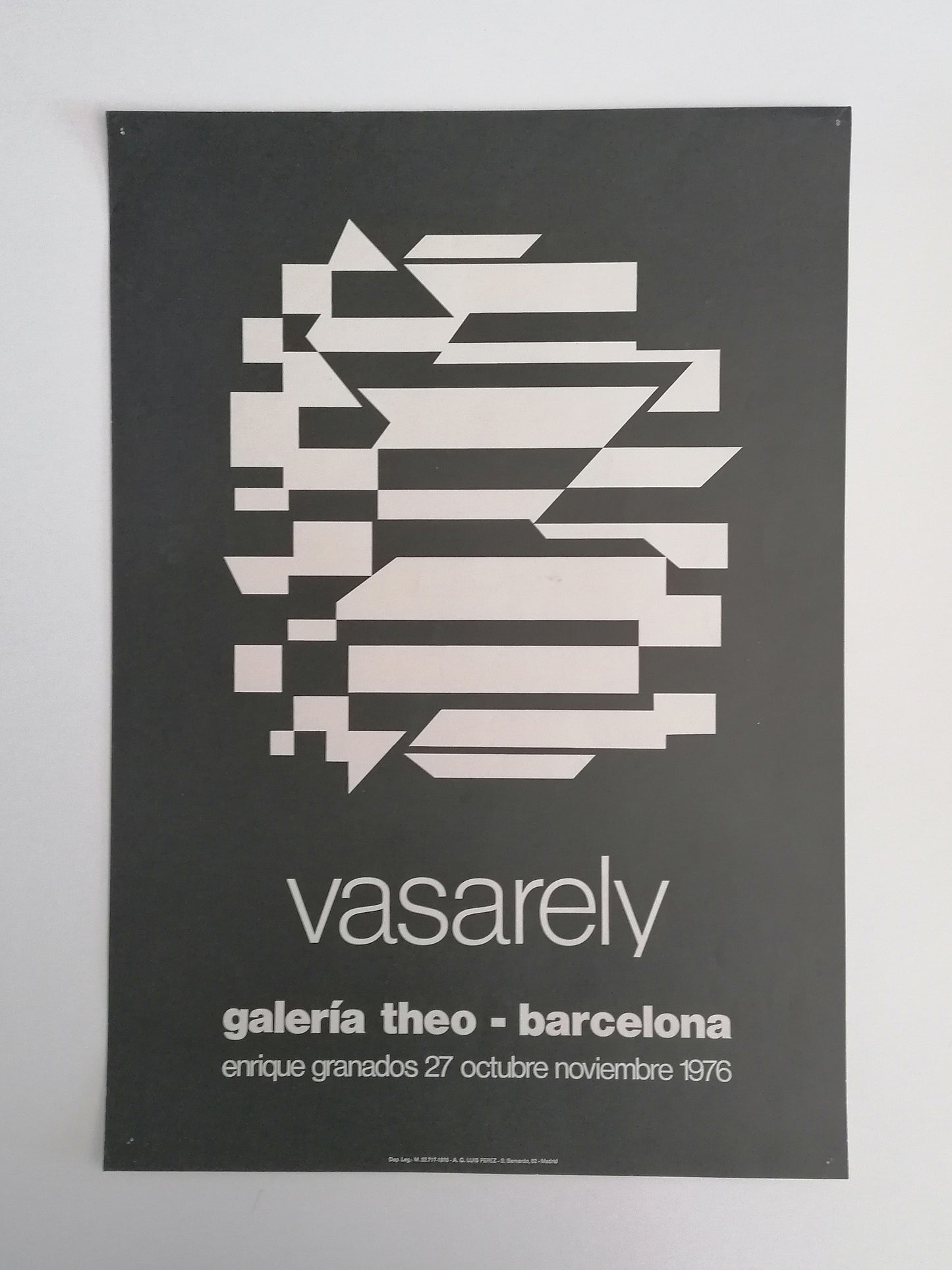 1976 Vasarely Small Art Poster Barcelona Exhibition