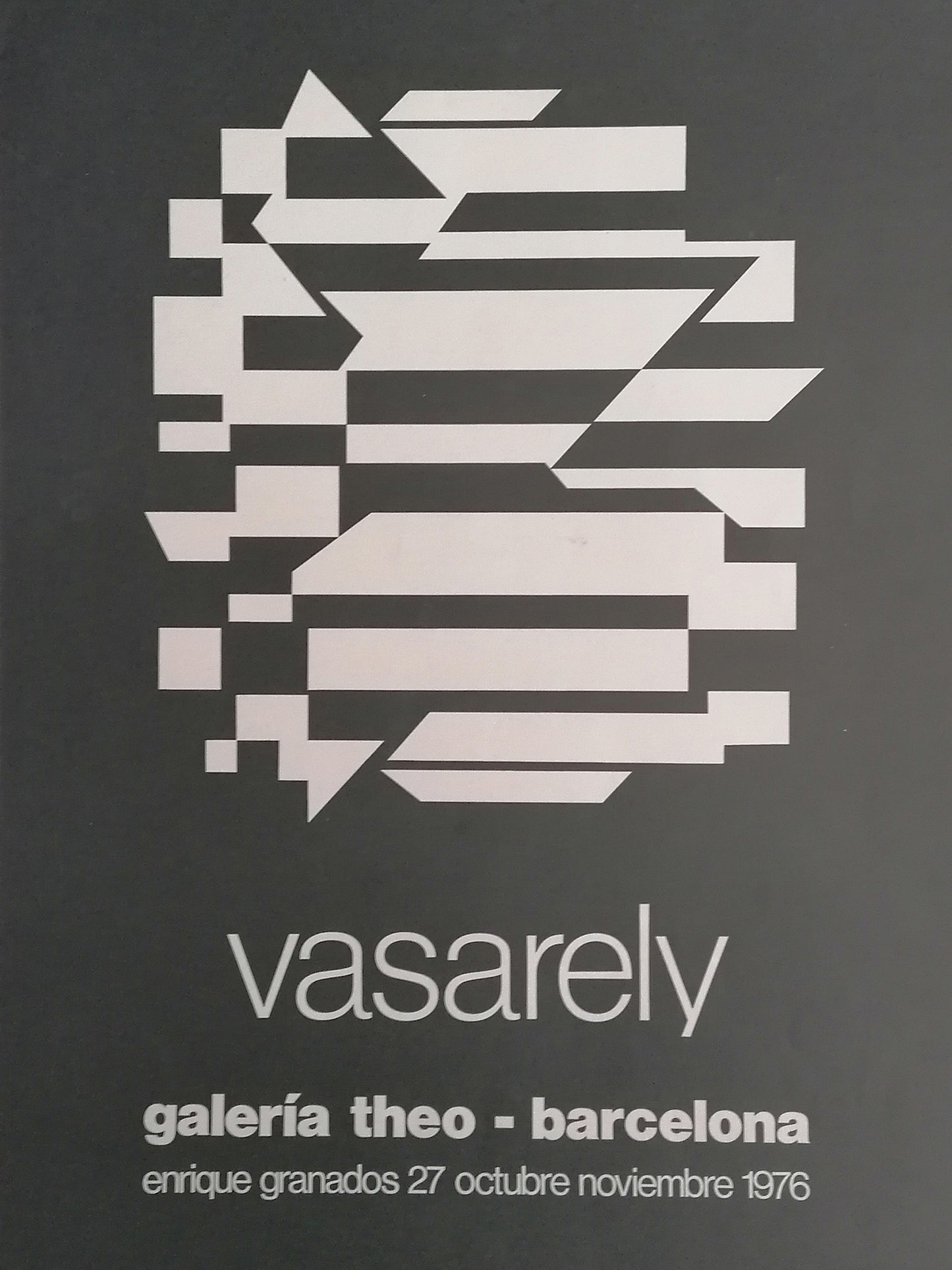 1976 Vasarely Small Art Poster Barcelona Exhibition