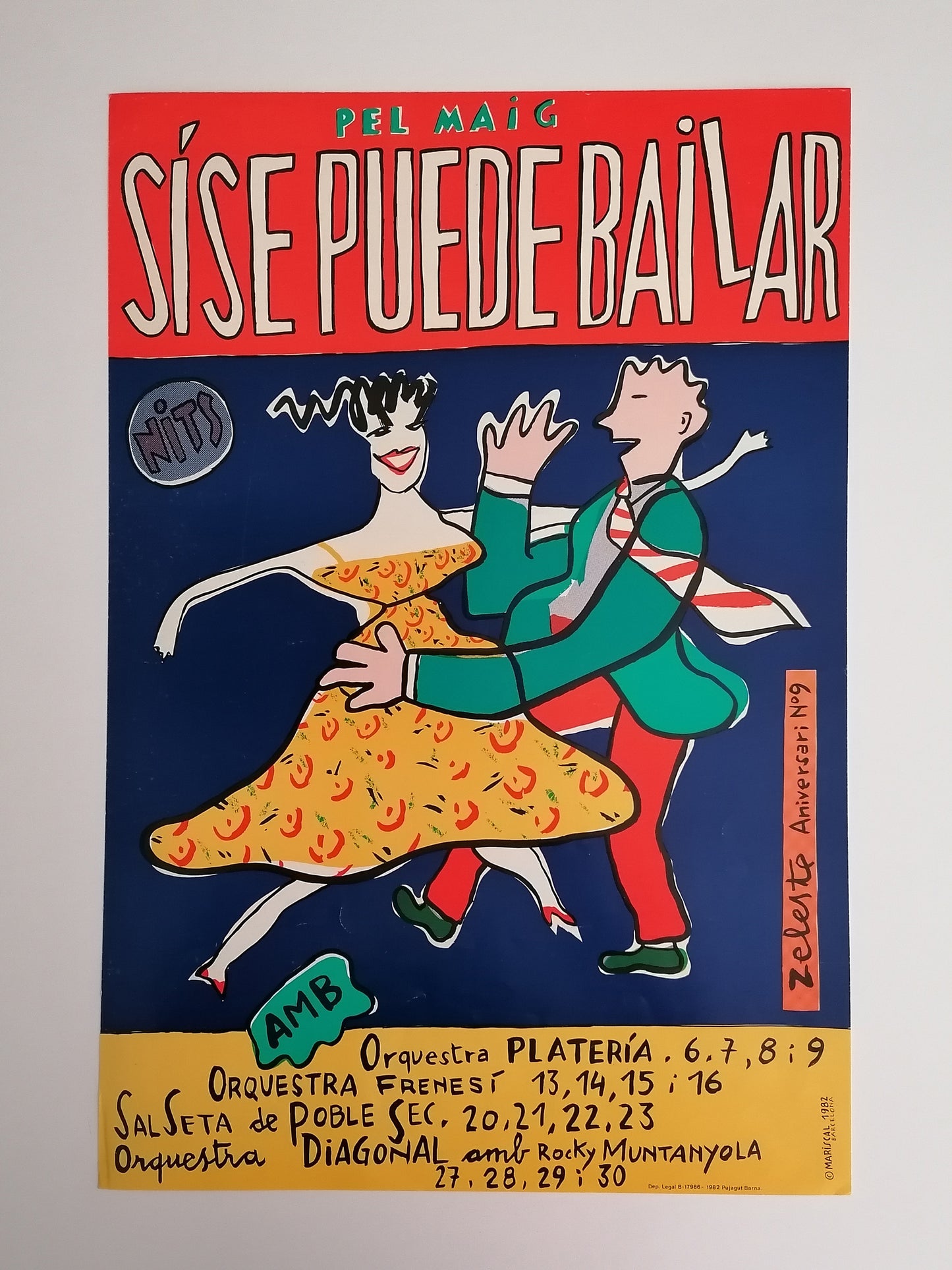 1982 Javier Mariscal Sala Zeleste Poster Original Vintage Print