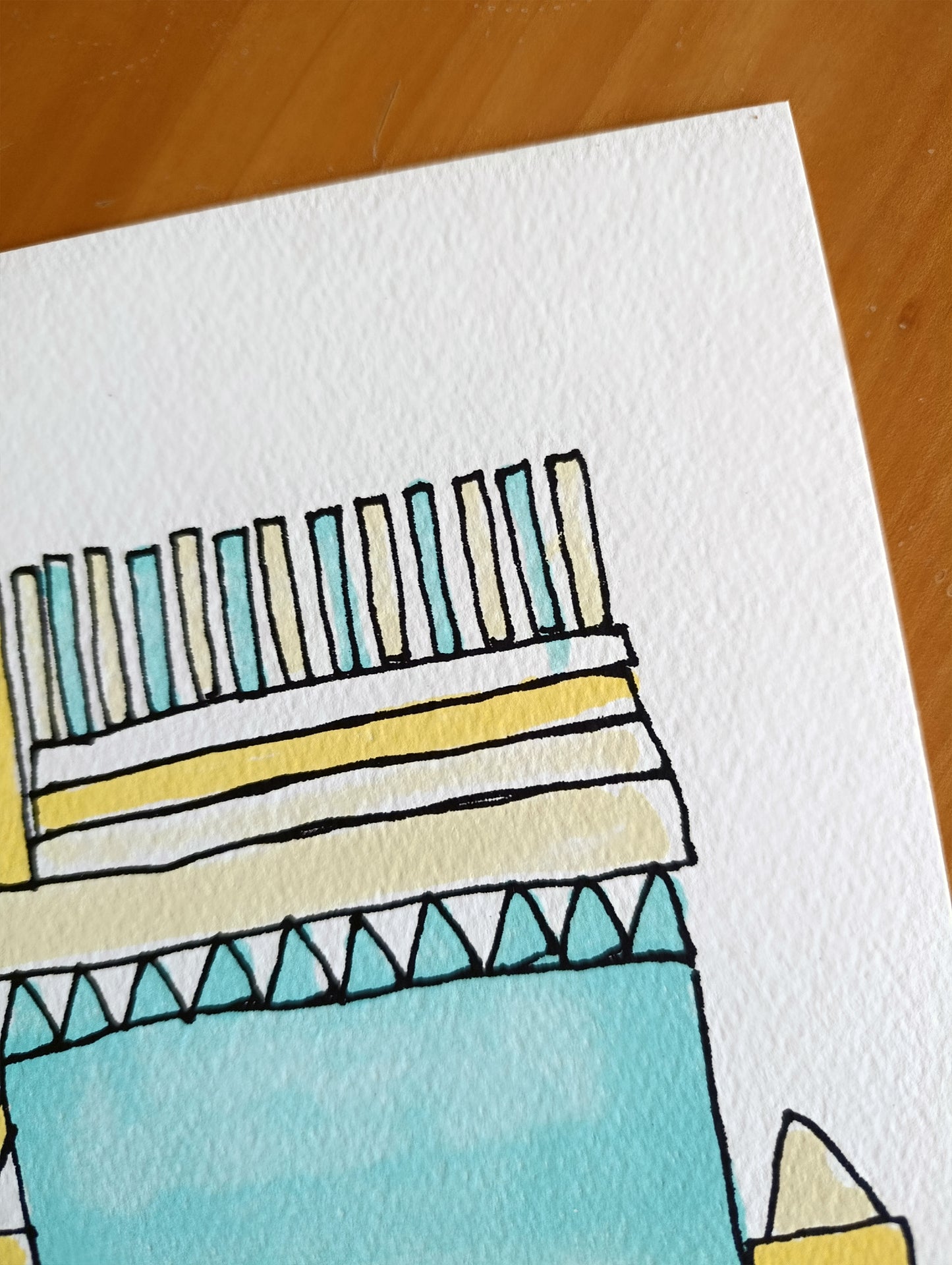 Abstract Geometric Signed Art Blue Yellow by Cristian Montesinos